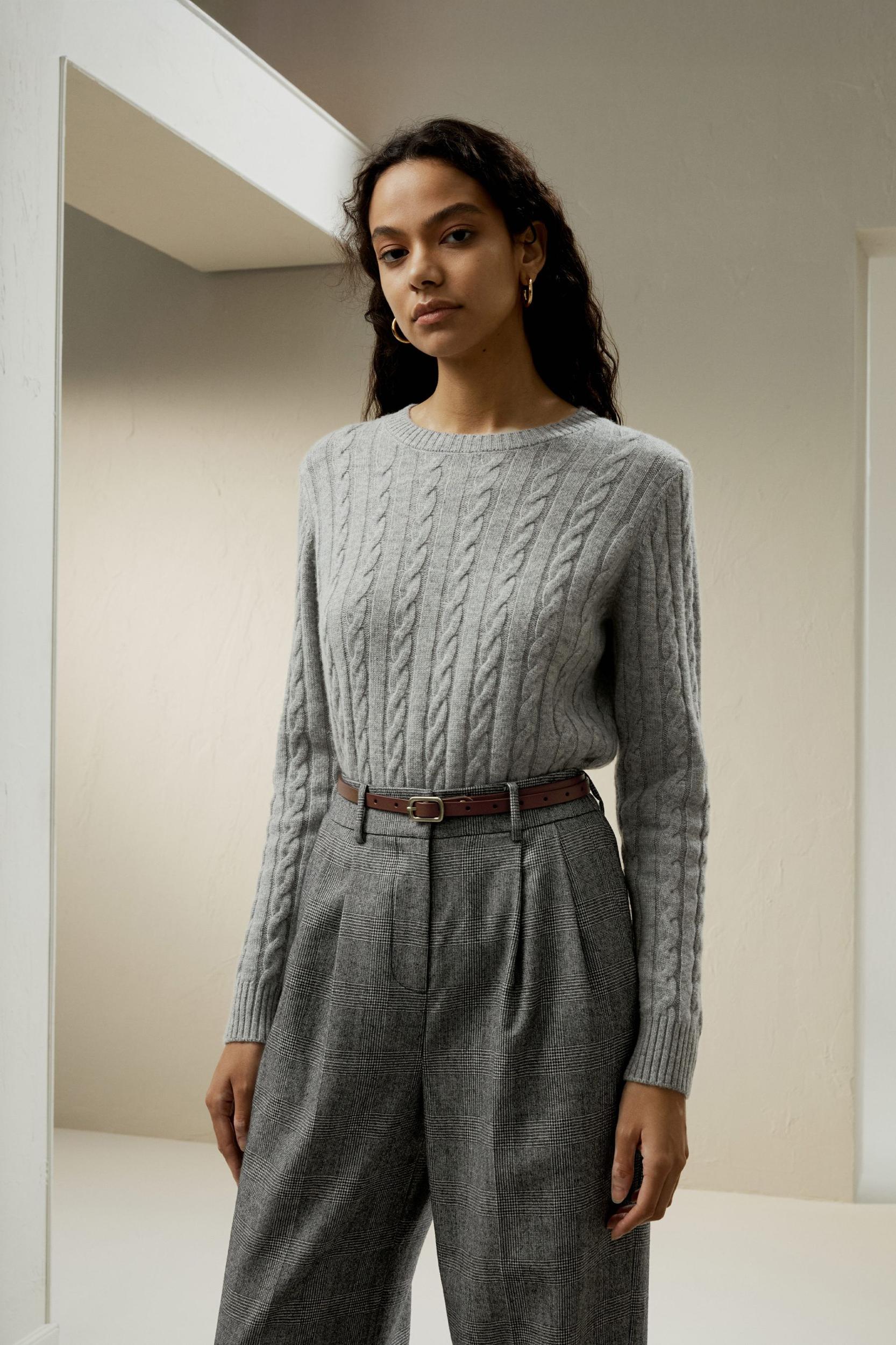 LILYSILK Woolen Pullover - for Women - Camel Cashmere-Wool Blend - Comfortable Ribbed Edges Sweater L Product Image