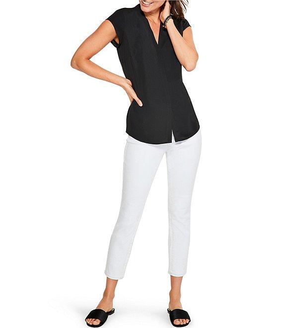 NIC + ZOE Day To Night Woven V-Neck Cap Sleeve High-Low Hem Top Product Image