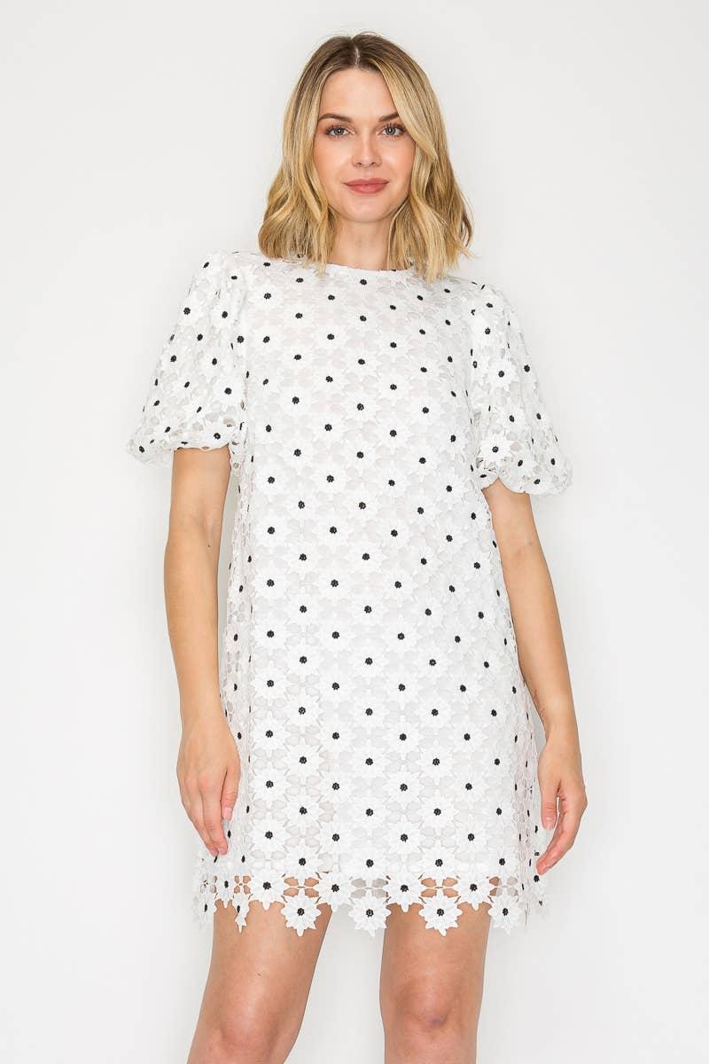 Daisy Polka Dot Lace Mini Dress Product Image