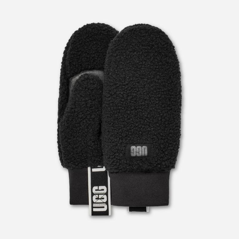 UGG Womens UGGfluff Mitten With Logo Tape Fleece Product Image