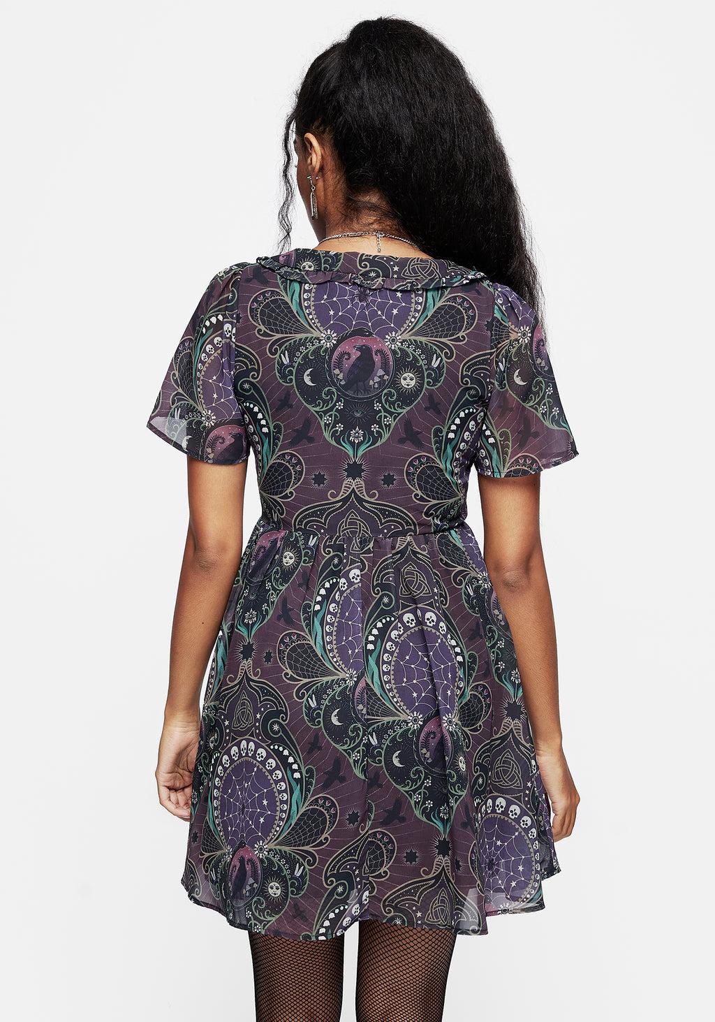 Clarette Chiffon Frill Collar Mini Shirt Dress Product Image