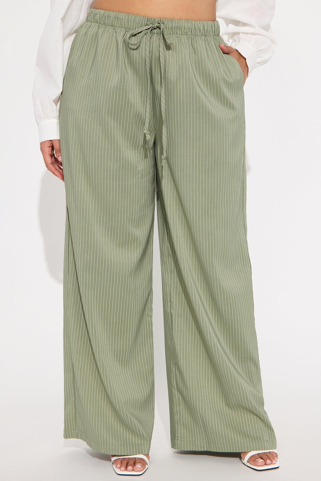 Until Next Time Pinstripe Trouser - Sage Product Image