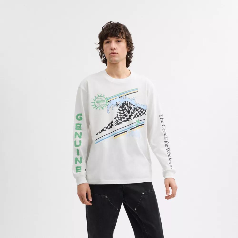 Surf Long Sleeve Relaxed T Shirt In Organic Cotton Product Image