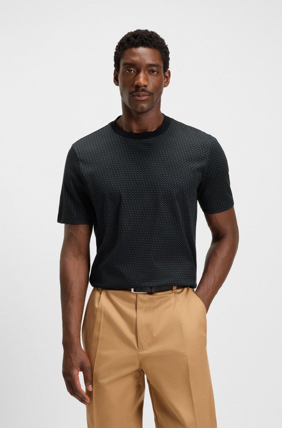 Mercerized-cotton T-shirt with two-tone monograms Product Image