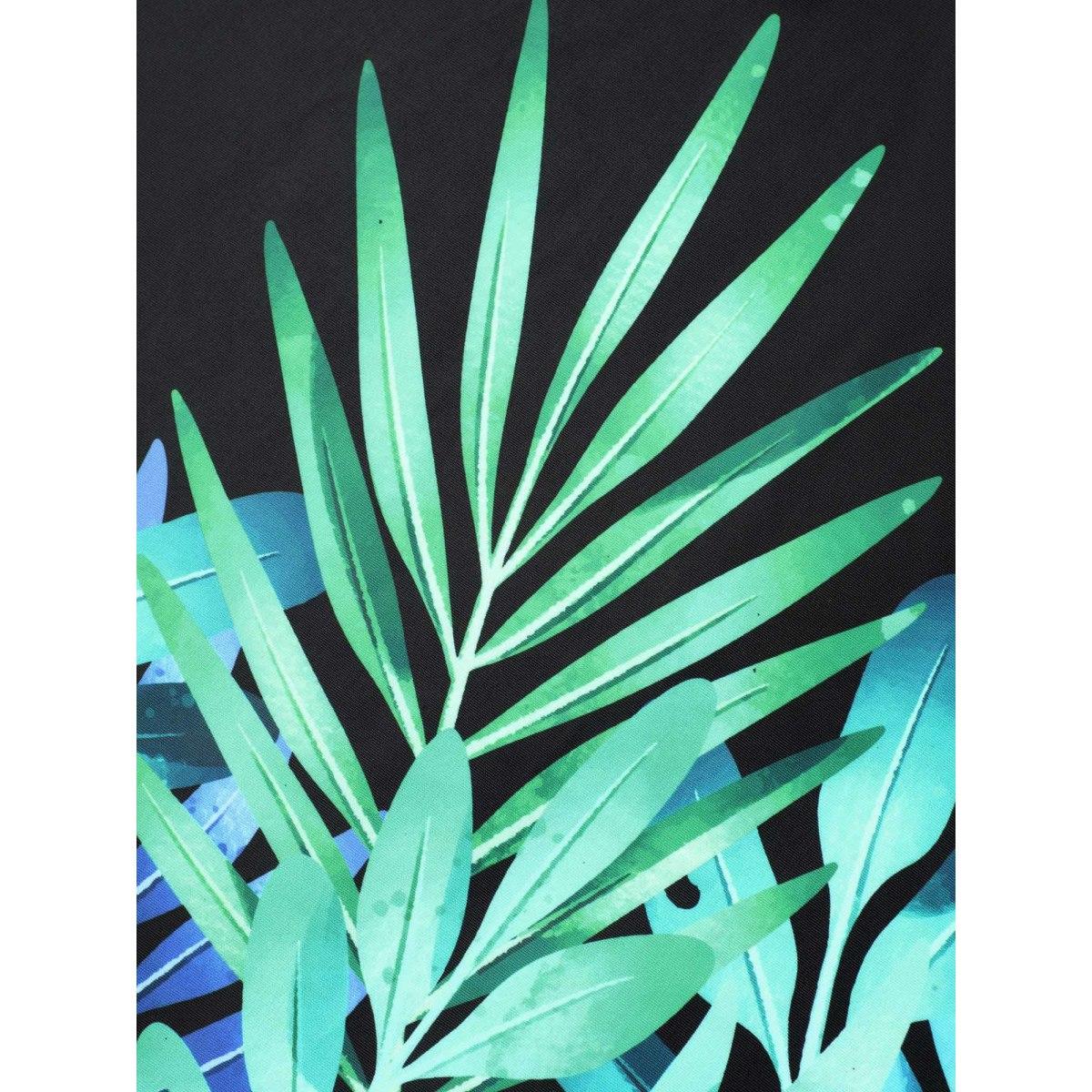 Plus Size Tropical Print Adjusable Drawstring One-Piece Swimsuit Women's Swimwear Black Beach Bodycon U-neck High stretch Curve Swim Dresses BloomChic 12/L Product Image