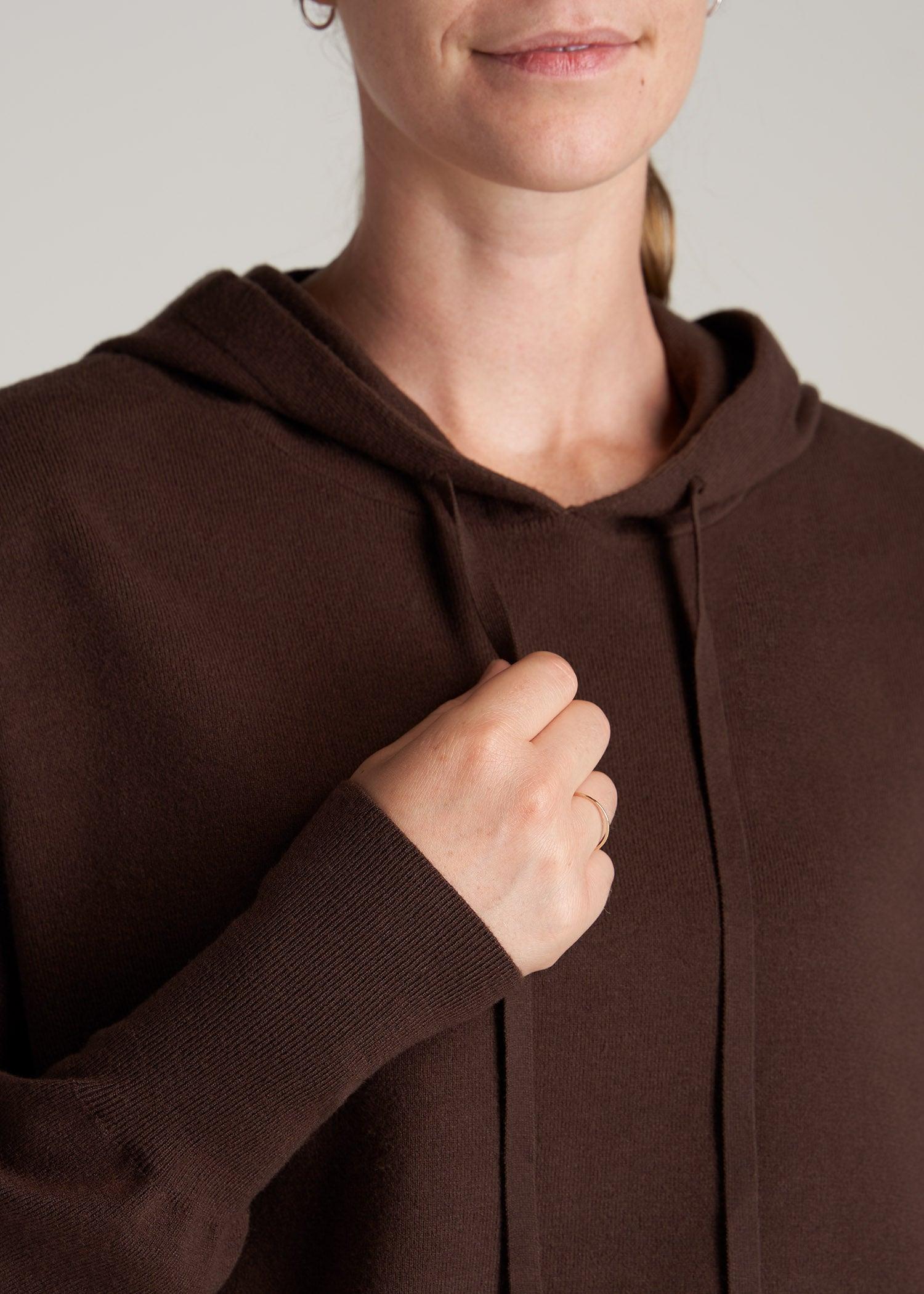 Women's Tall Knit Lounge Hoodie in Chocolate Female Product Image