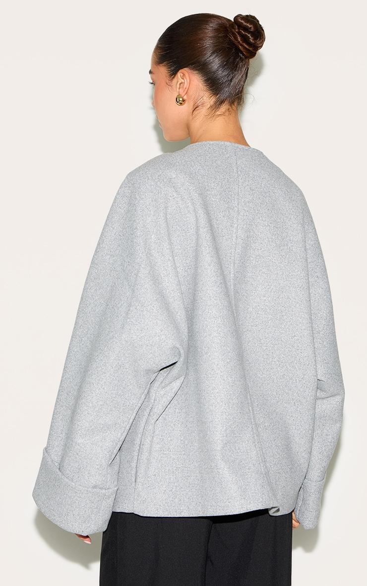 Grey Wool Look Batwing Jacket Product Image
