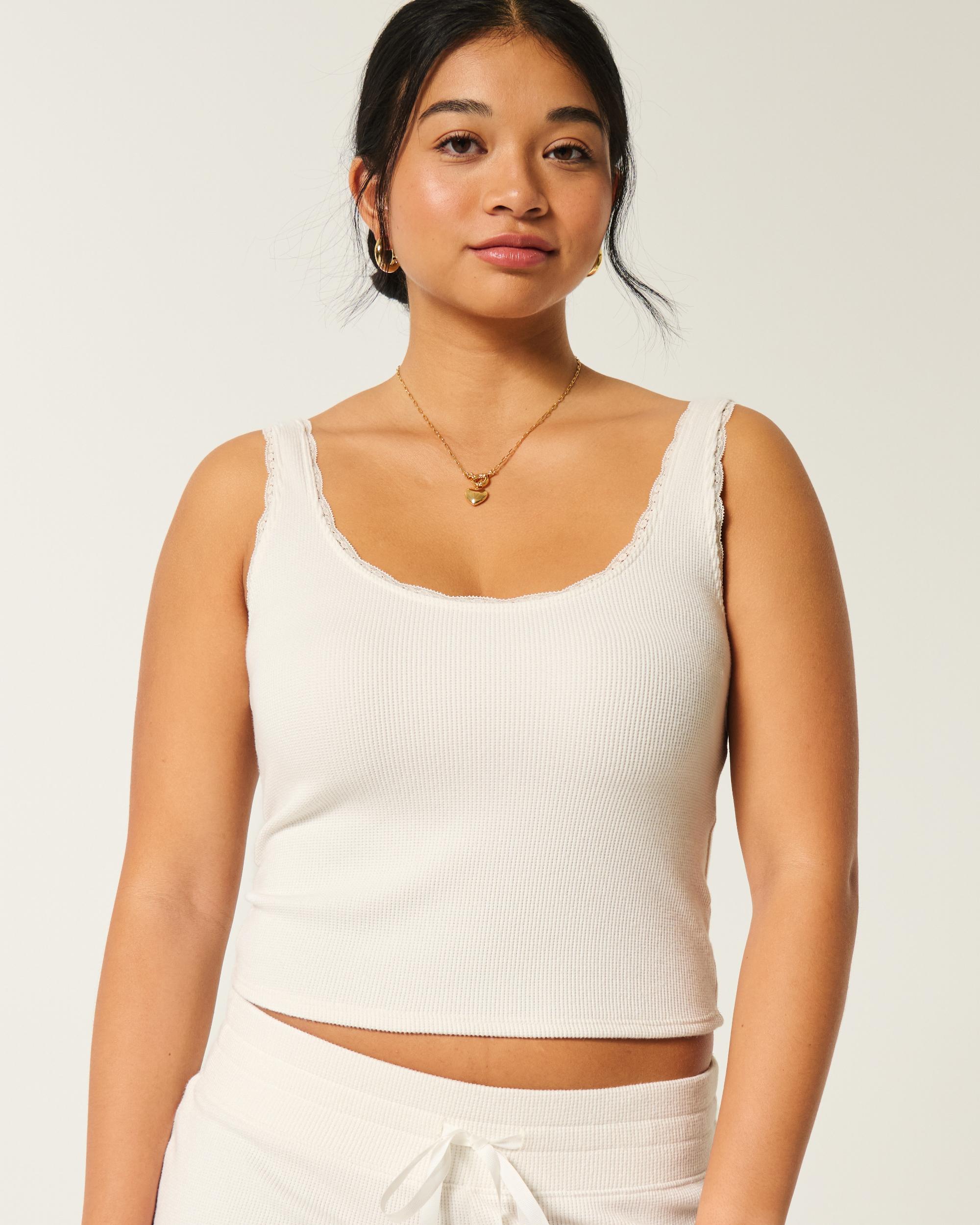 Gilly Hicks Cozy Waffle Lace Trim Tank Product Image