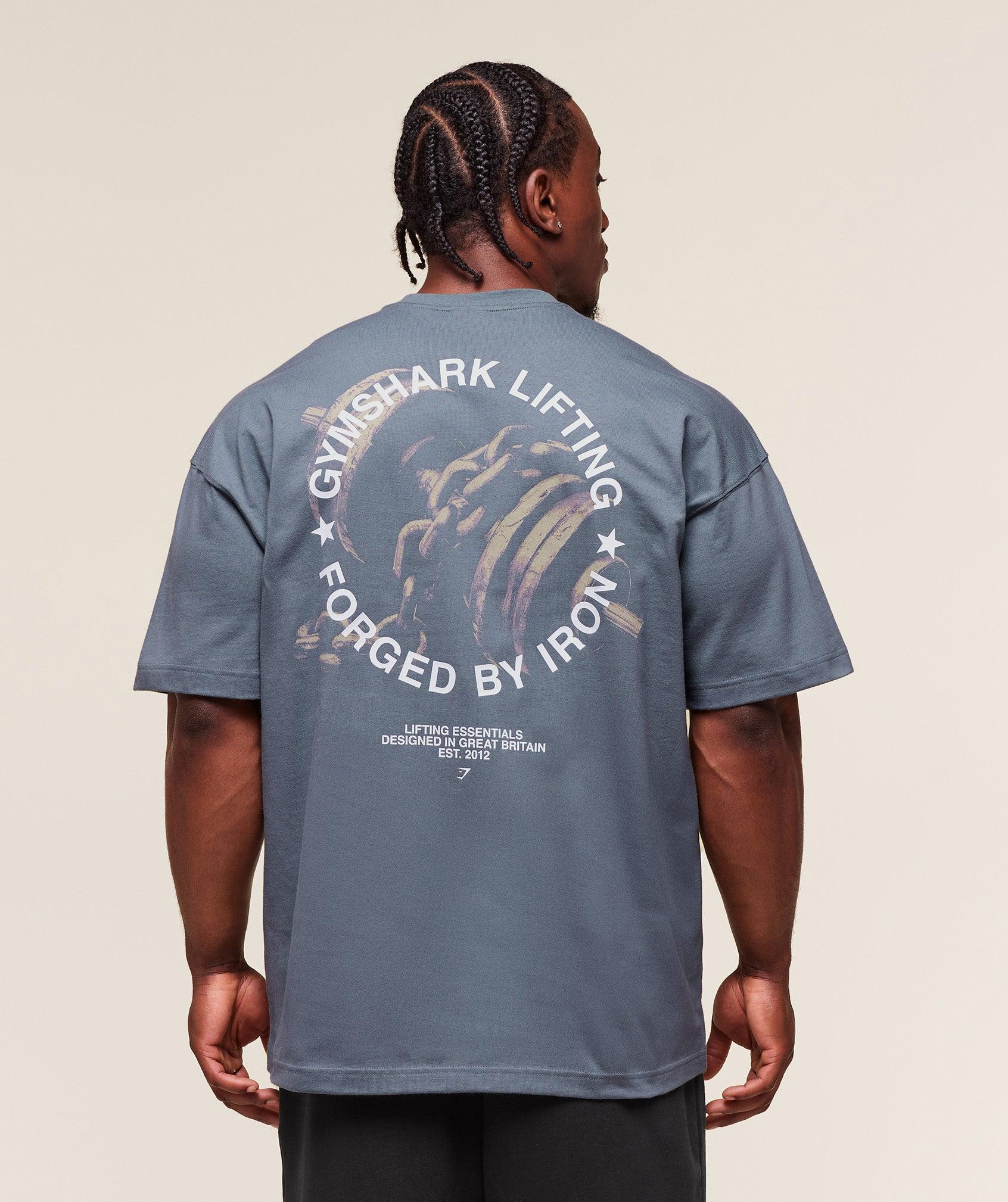 Gymshark Forged By Iron T-Shirt - Iron Blue Male Product Image