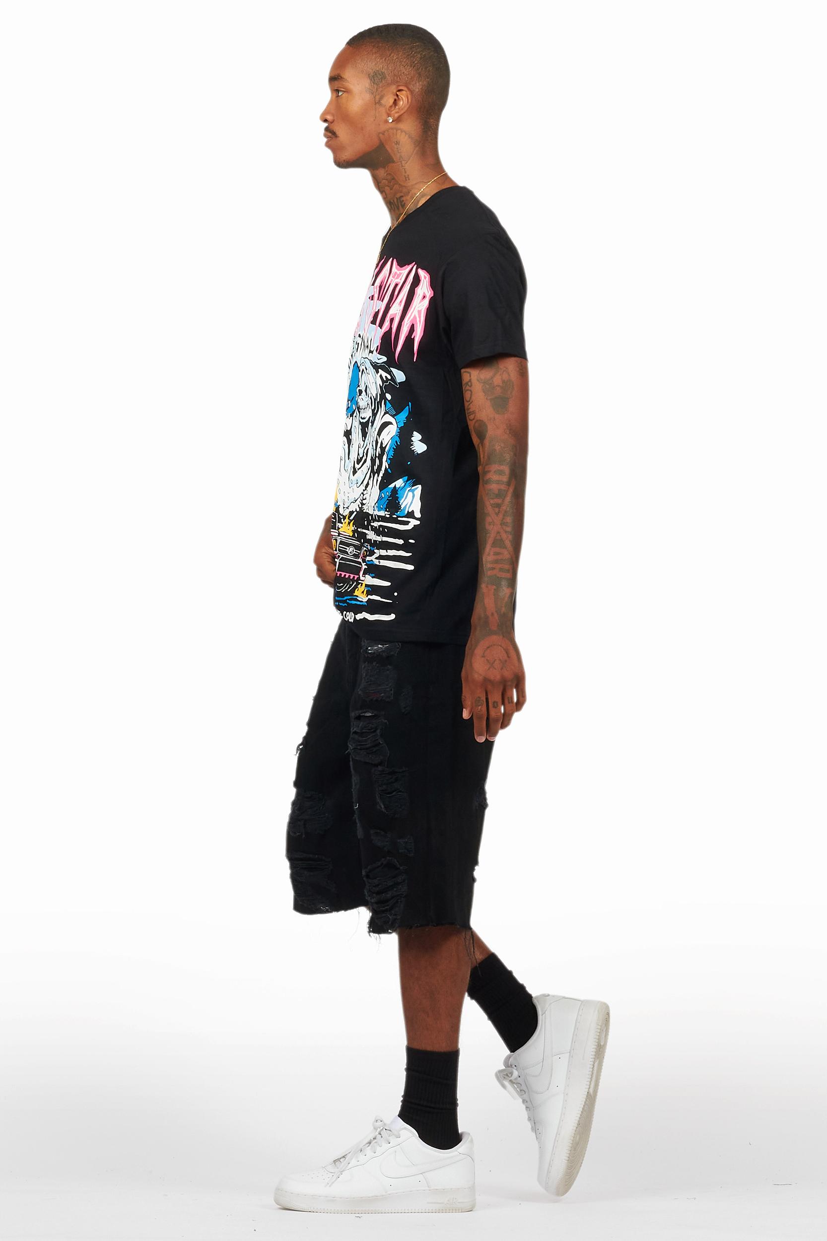 Kip Black T-Shirt/Denim Short Set Male Product Image