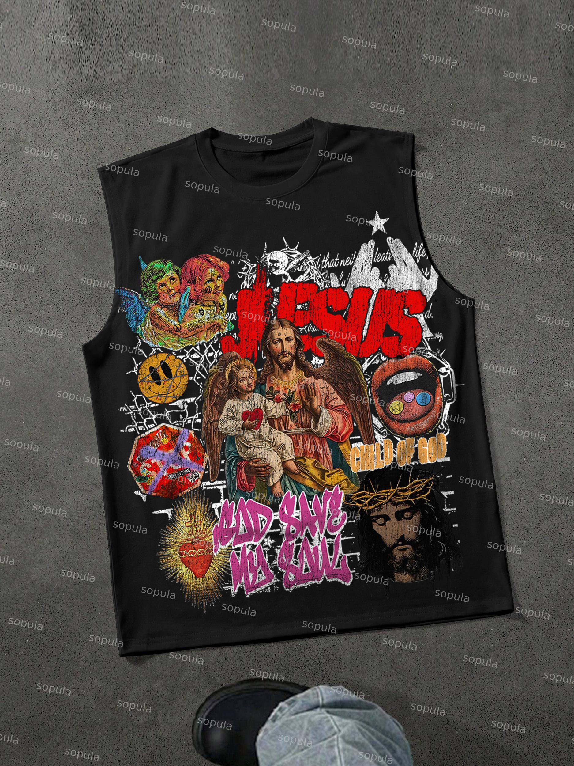 Jesus Graffiti Portrait Print Tank Top Product Image