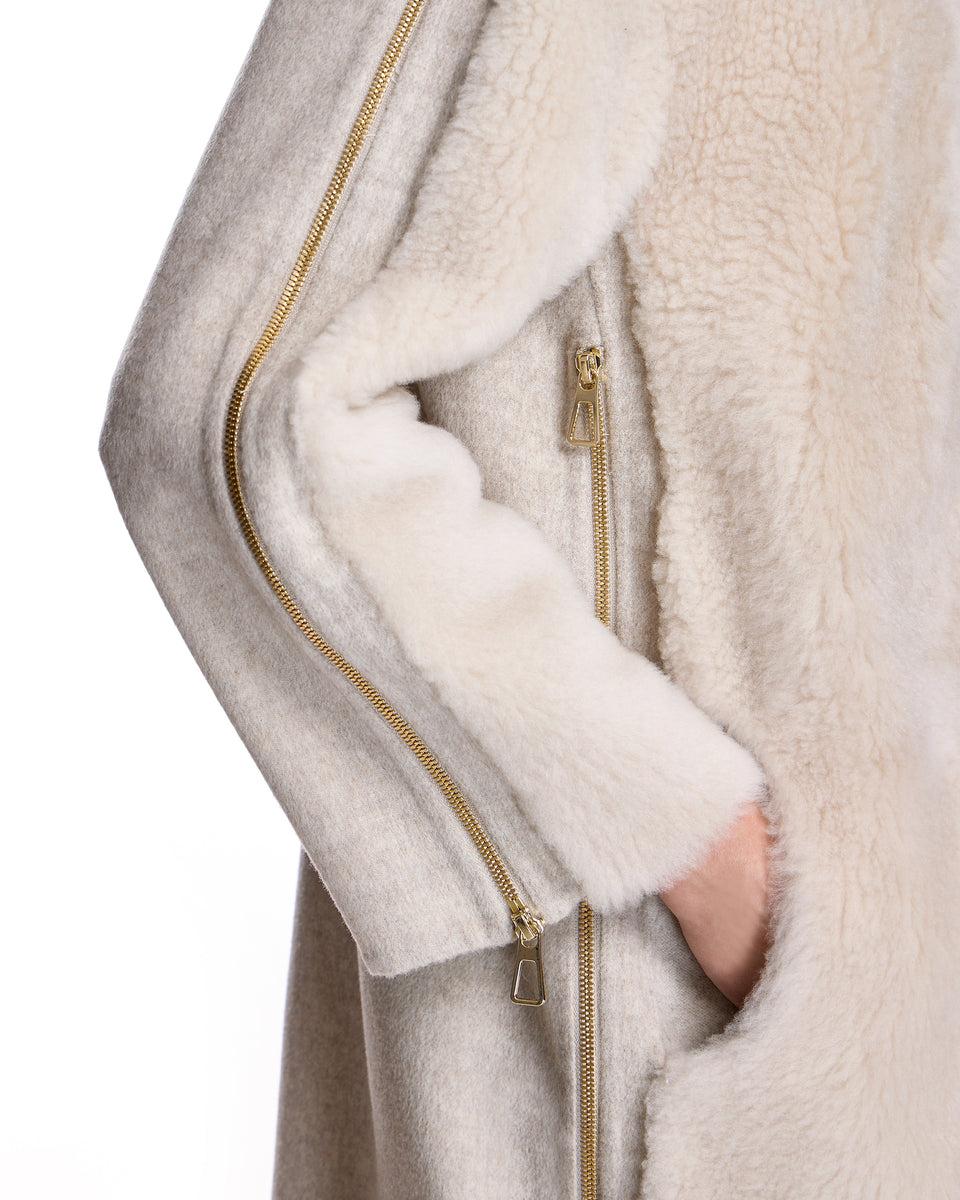 Mixed Media Shearling Coat Product Image