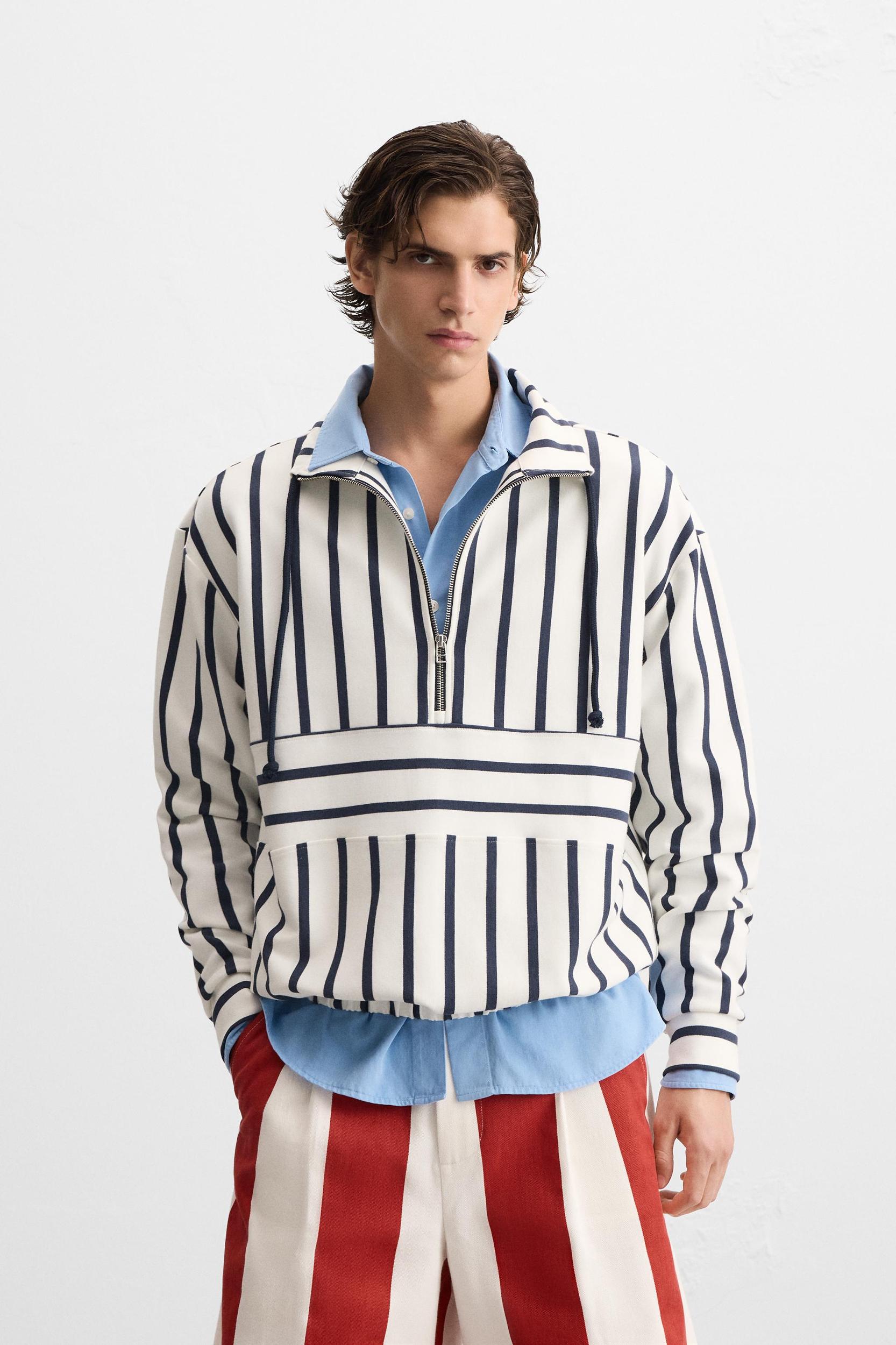 STRIPED QUARTER-ZIP SWEATSHIRT Product Image