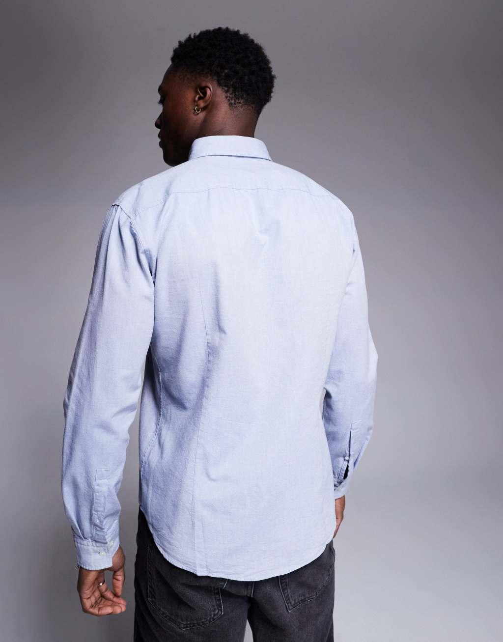 HUGO Red Evito slim fit shirt in blue Product Image