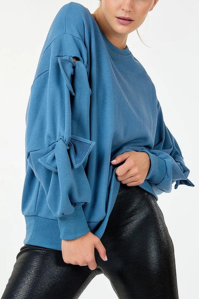 Solid Detail Long Sleeve Pullover Sweater Product Image