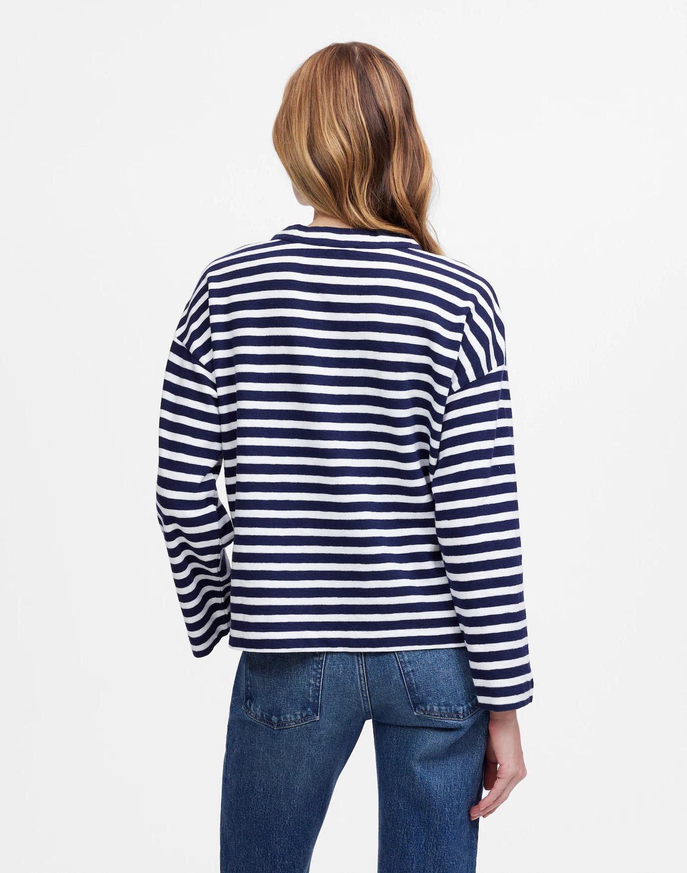 Lace-Up Long-Sleeve Tee in Stripe Product Image