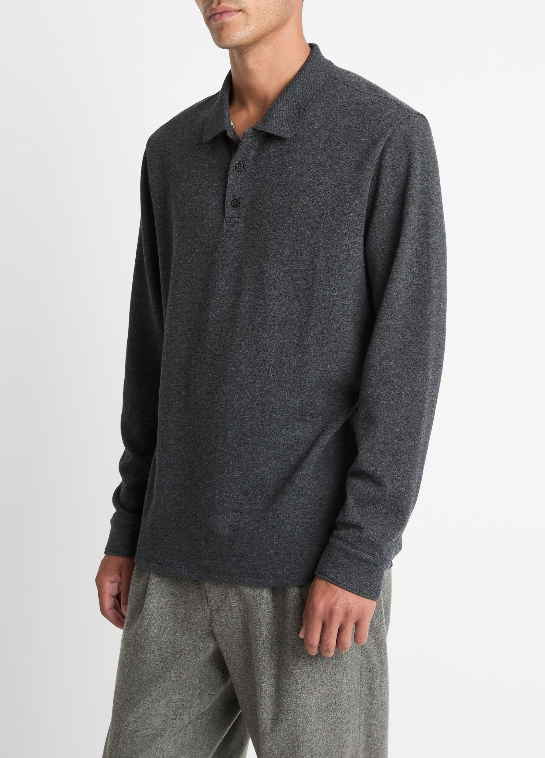 Heathered Double-Face Cotton-Blend Polo Shirt Product Image