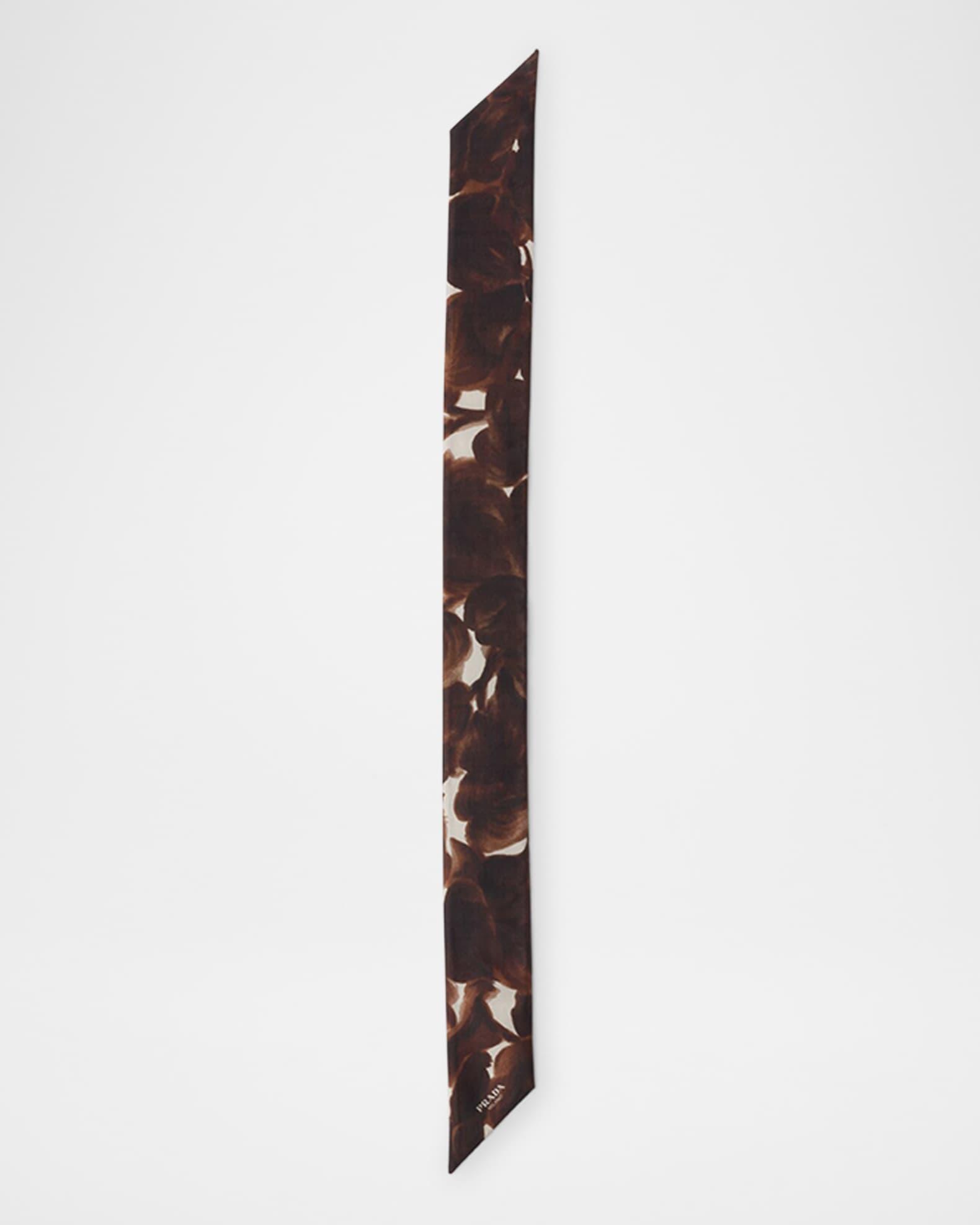 Printed Silk Shantung Skinny Scarf Product Image