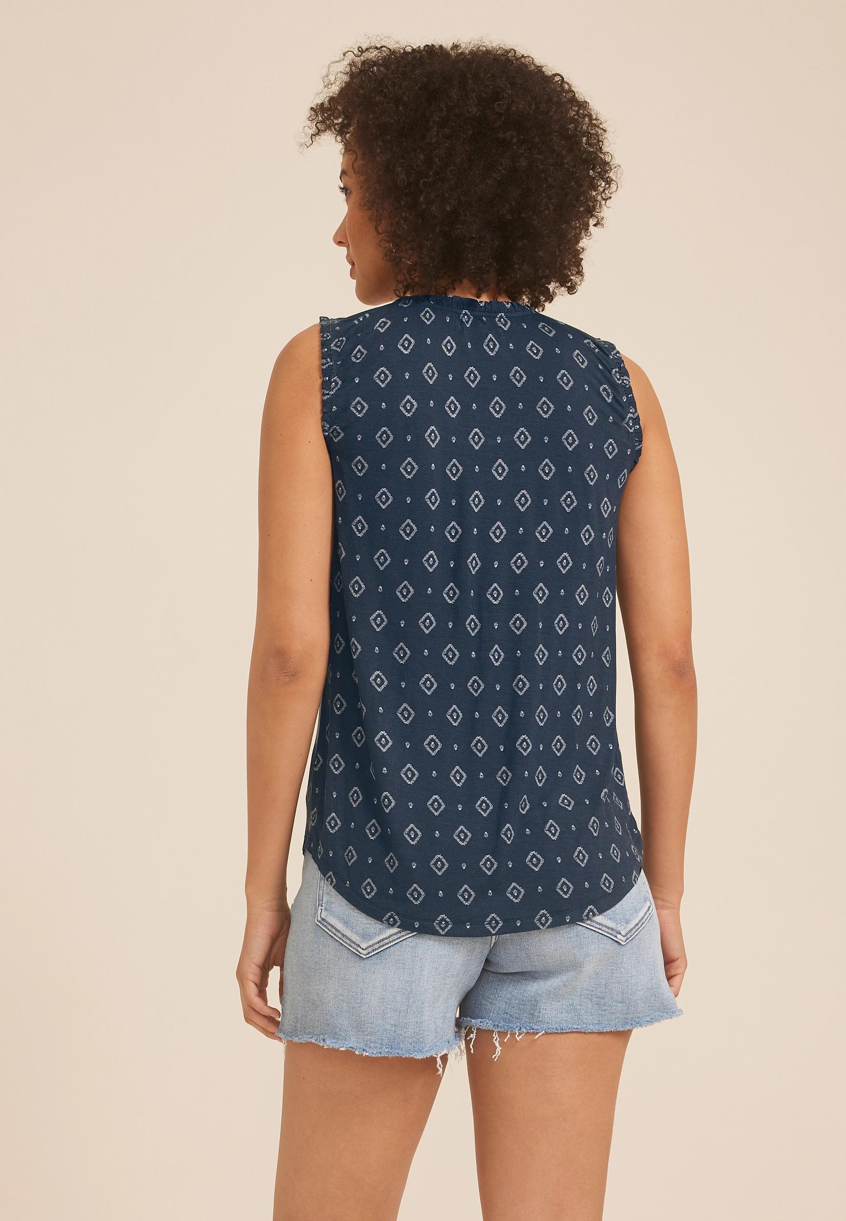 Maurices Womens XX Large Size Effortless Ruched Printed Tank Top Product Image