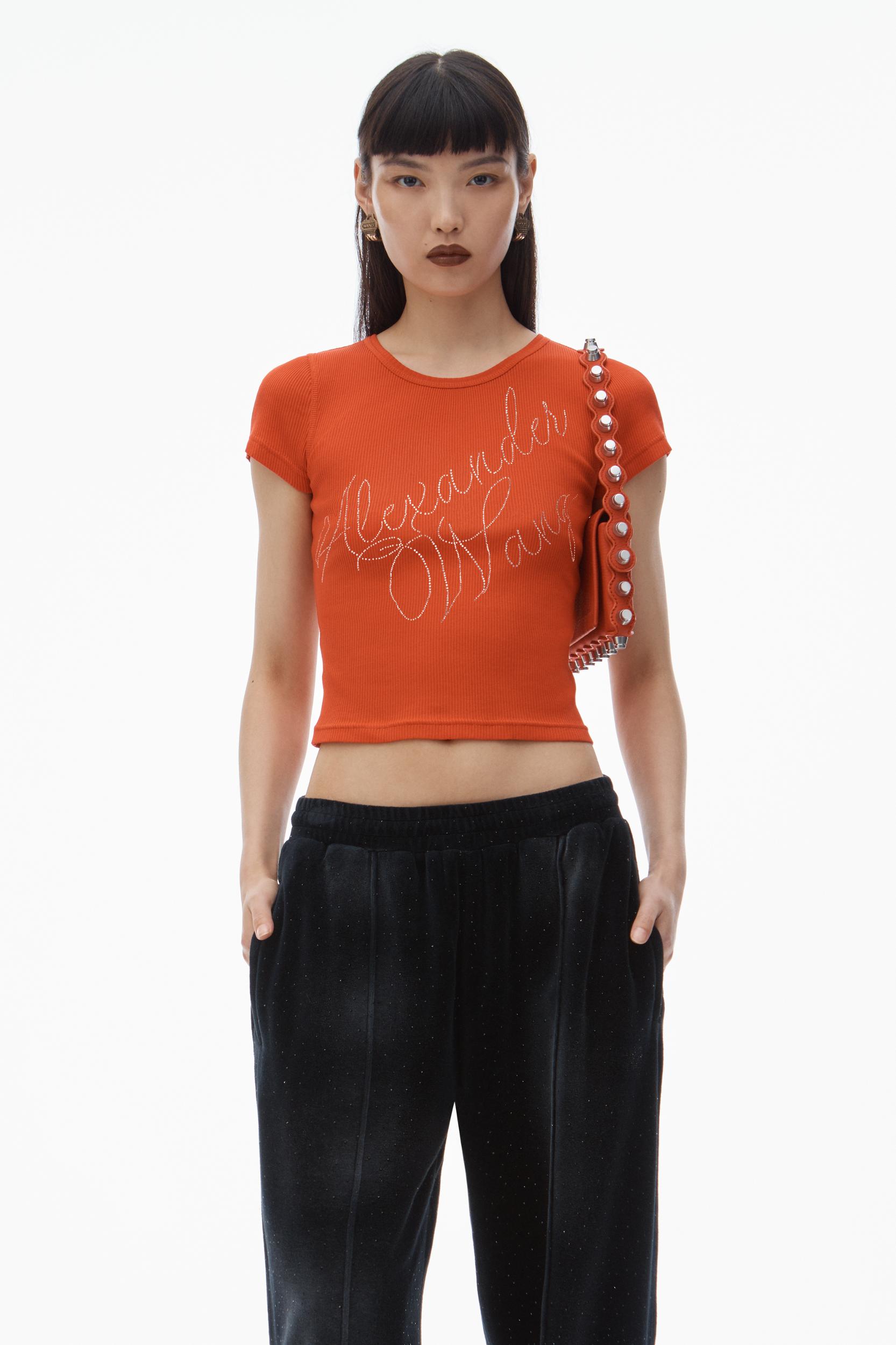 Crystal Hotfix Tee In Ribbed Jersey Product Image