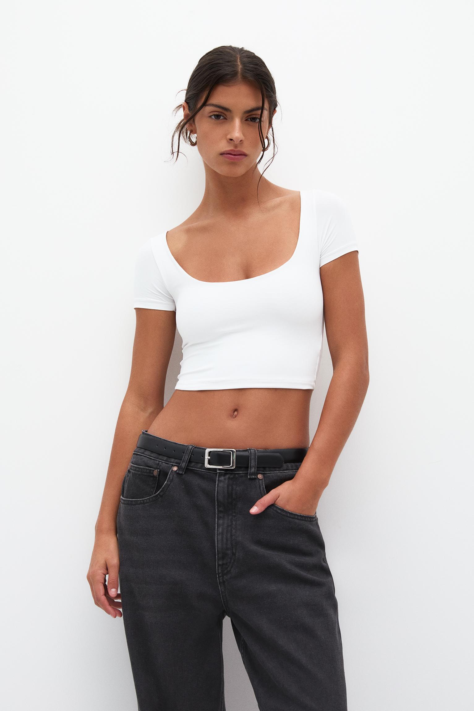 2-pack of cropped polyamide T-shirts Product Image