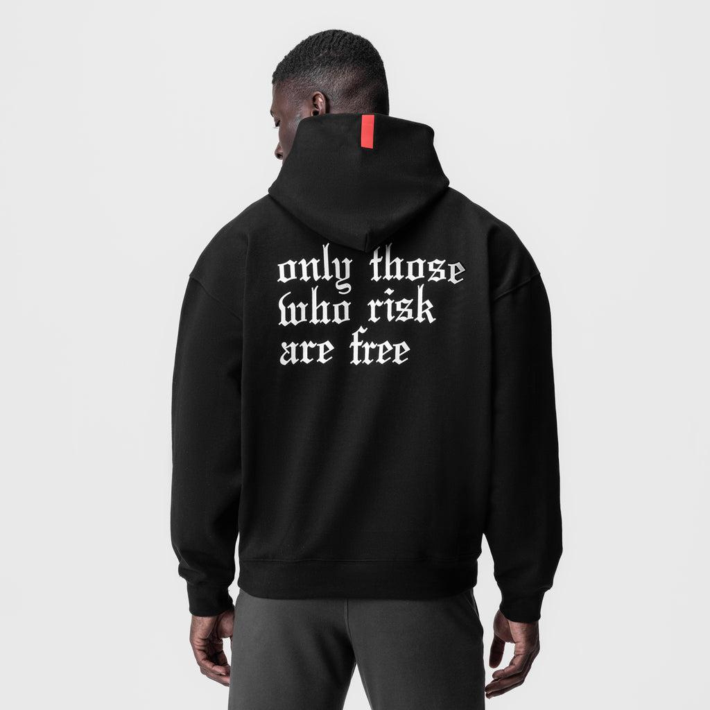 0874. Tech-Terry™ Zip Pocket Hoodie - Black/White "OTWR" Product Image