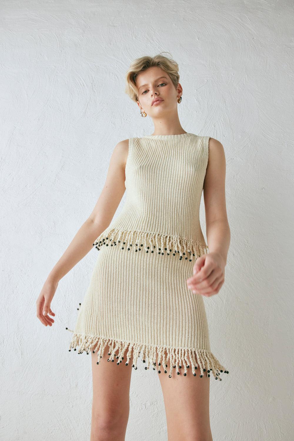 Coco Knit Mini Skirt Natural Product Image