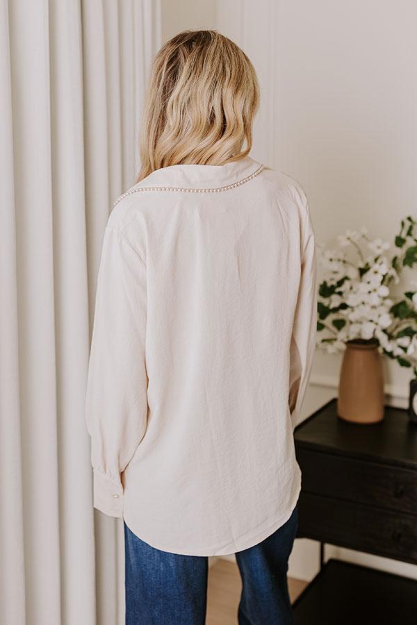 Luxe Lifestyle Pearl Embellished Top in Cream Product Image