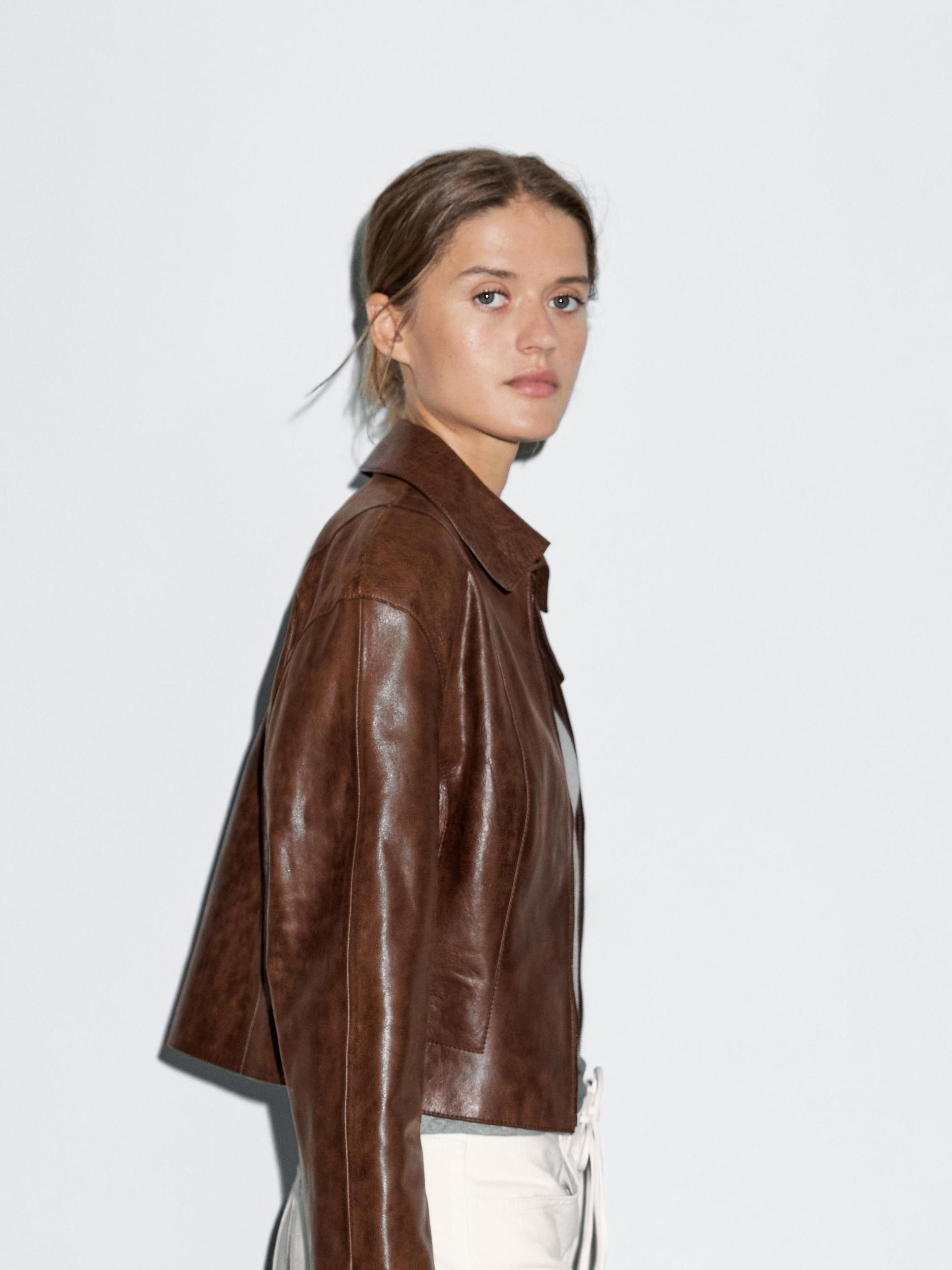 Short nappa leather jacket Product Image