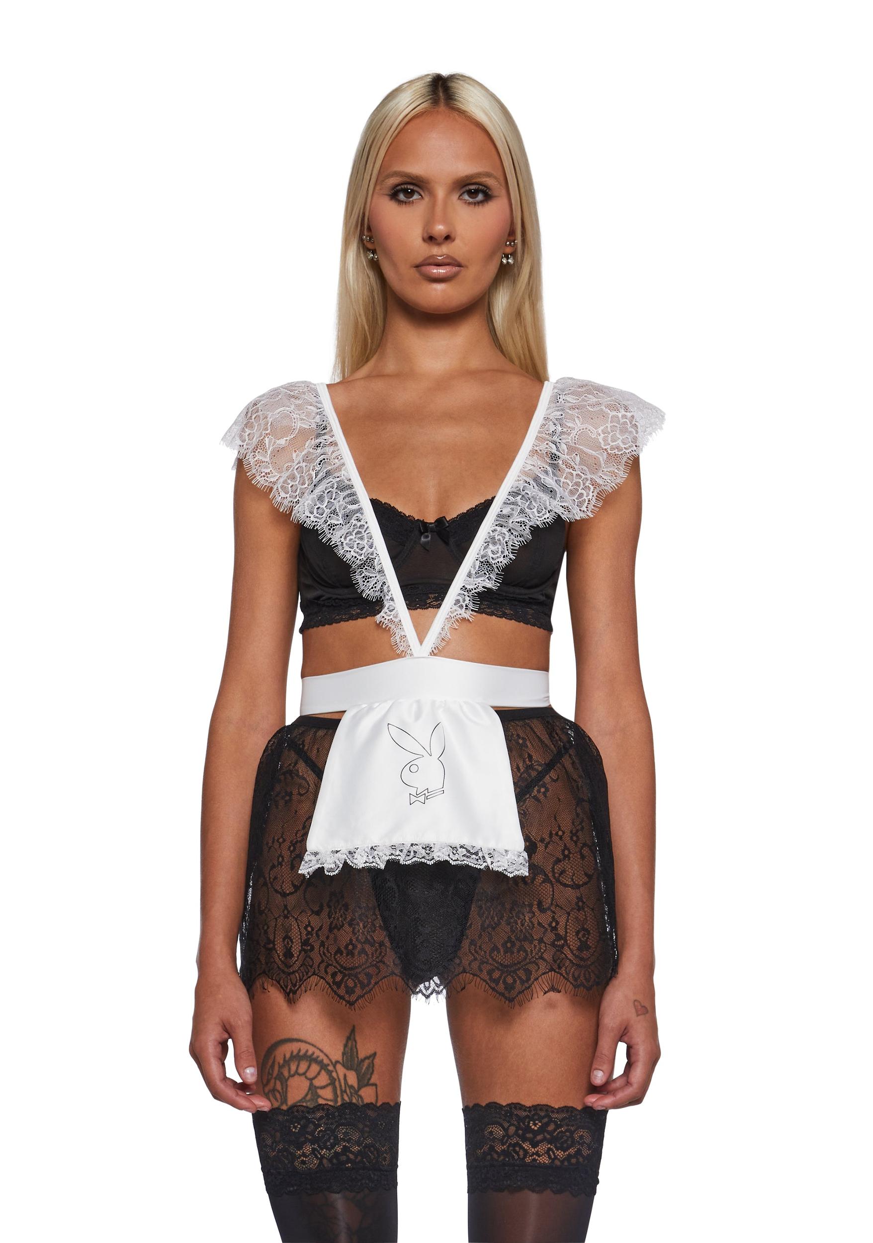 Womens Sexy Playboy Room Service Set - Black Product Image