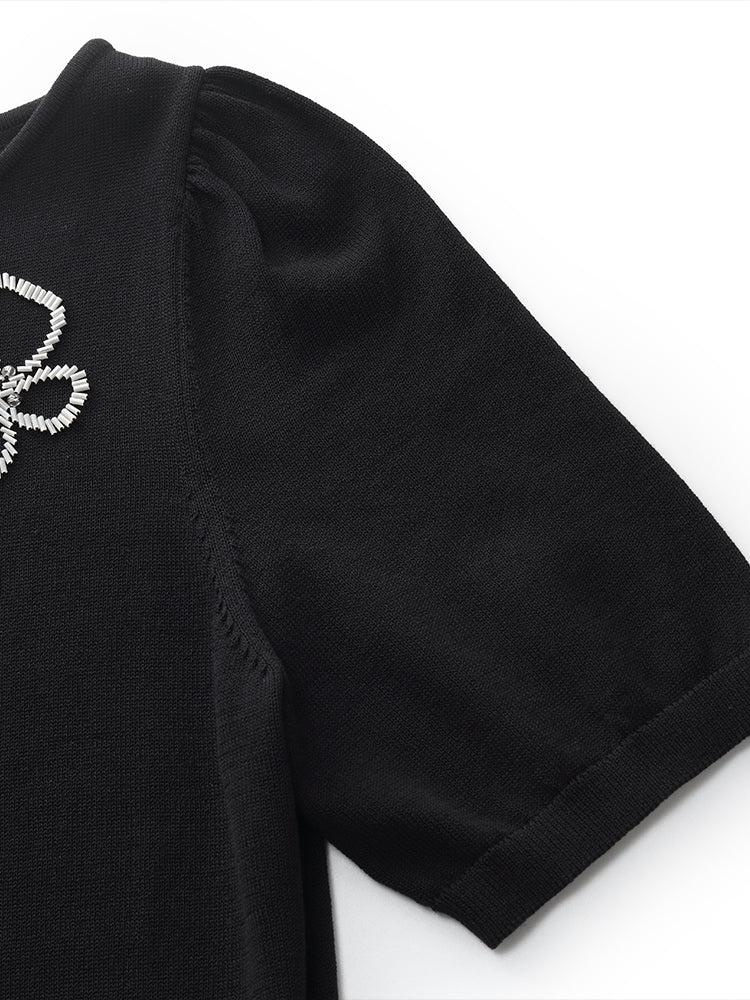 Tencel Knit Top And A-Line Mesh Skirt Two-Piece Set Product Image