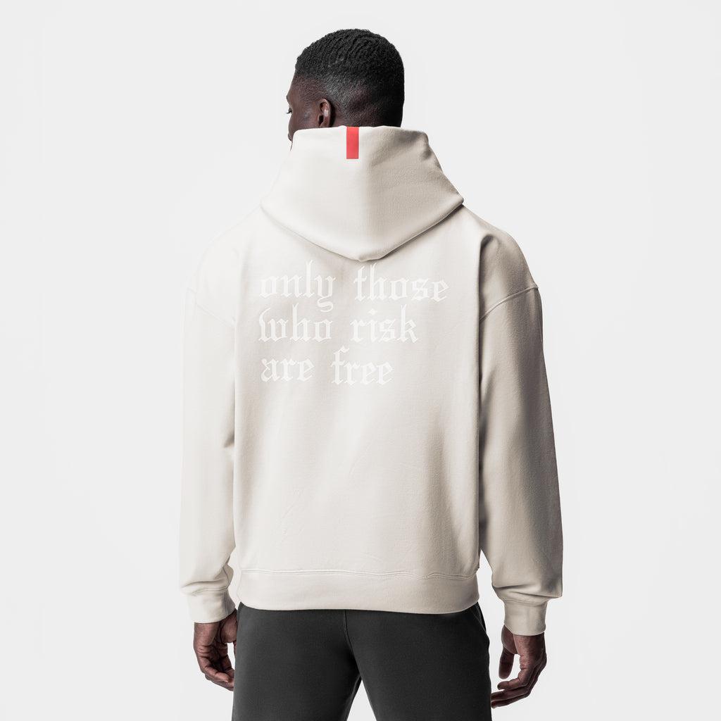 0874. Tech-Terry™ Zip Pocket Hoodie - Stone/White "OTWR" Product Image