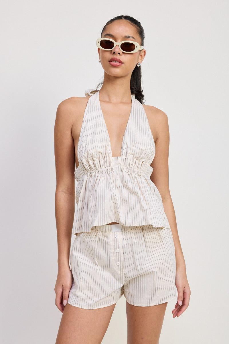 Blair Striped Boxer Shorts | Brown Stripe Product Image