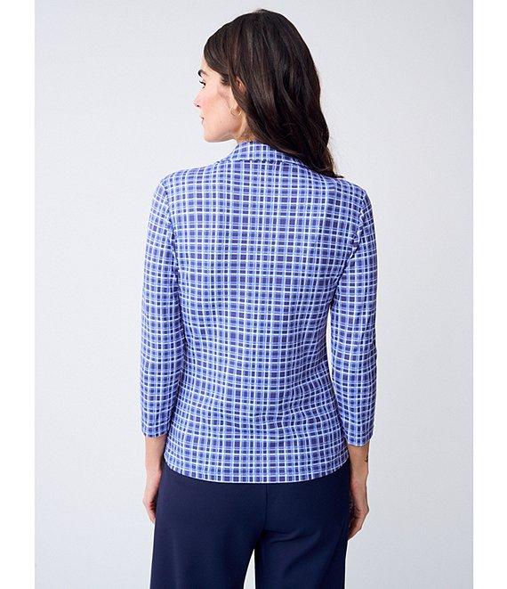 J.McLaughlin Aida Catalina Cloth Knit Point Collar 3/4 Sleeve Top Product Image