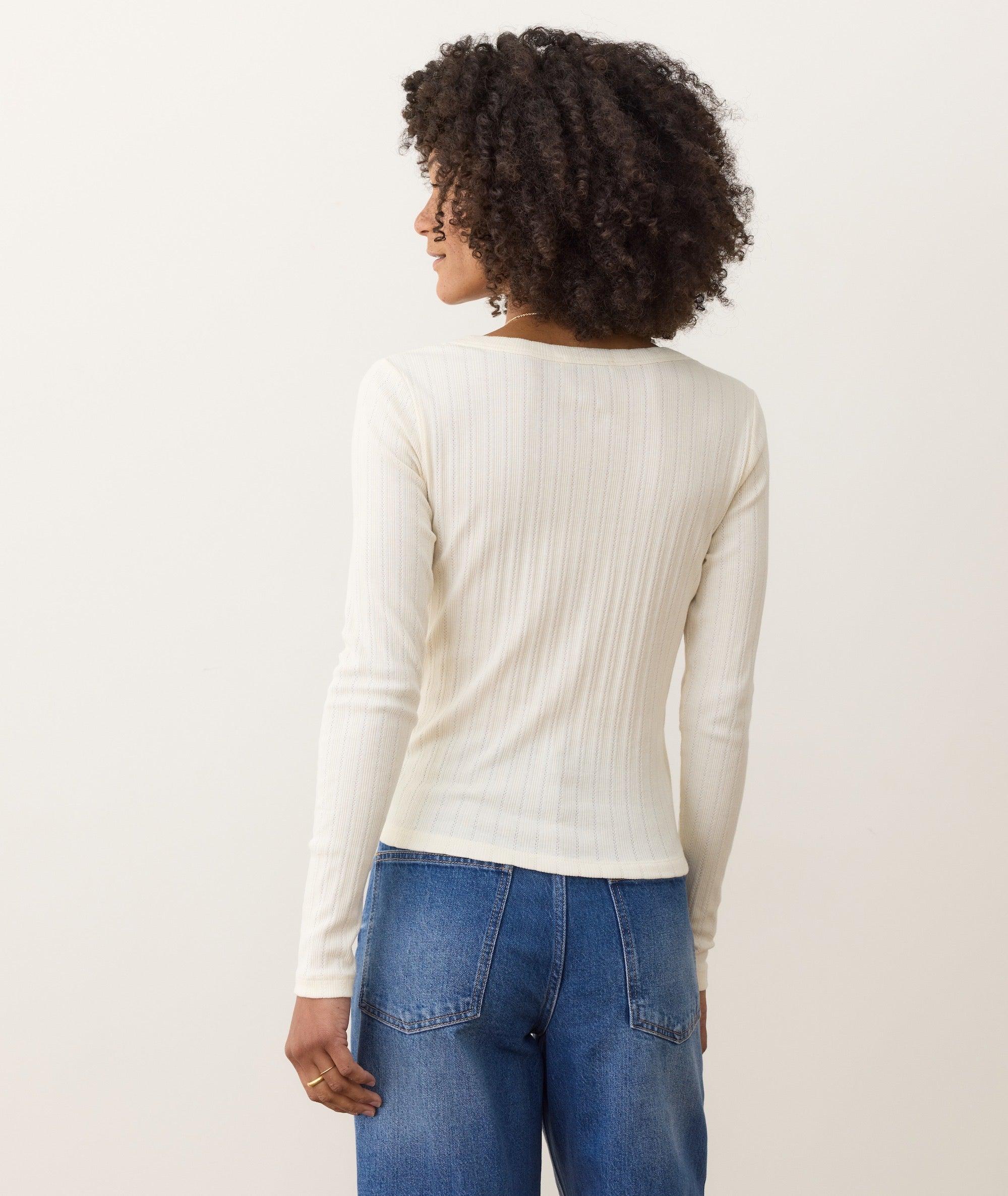 Lexi Rib Pointelle Longsleeve Scoop Tee Product Image