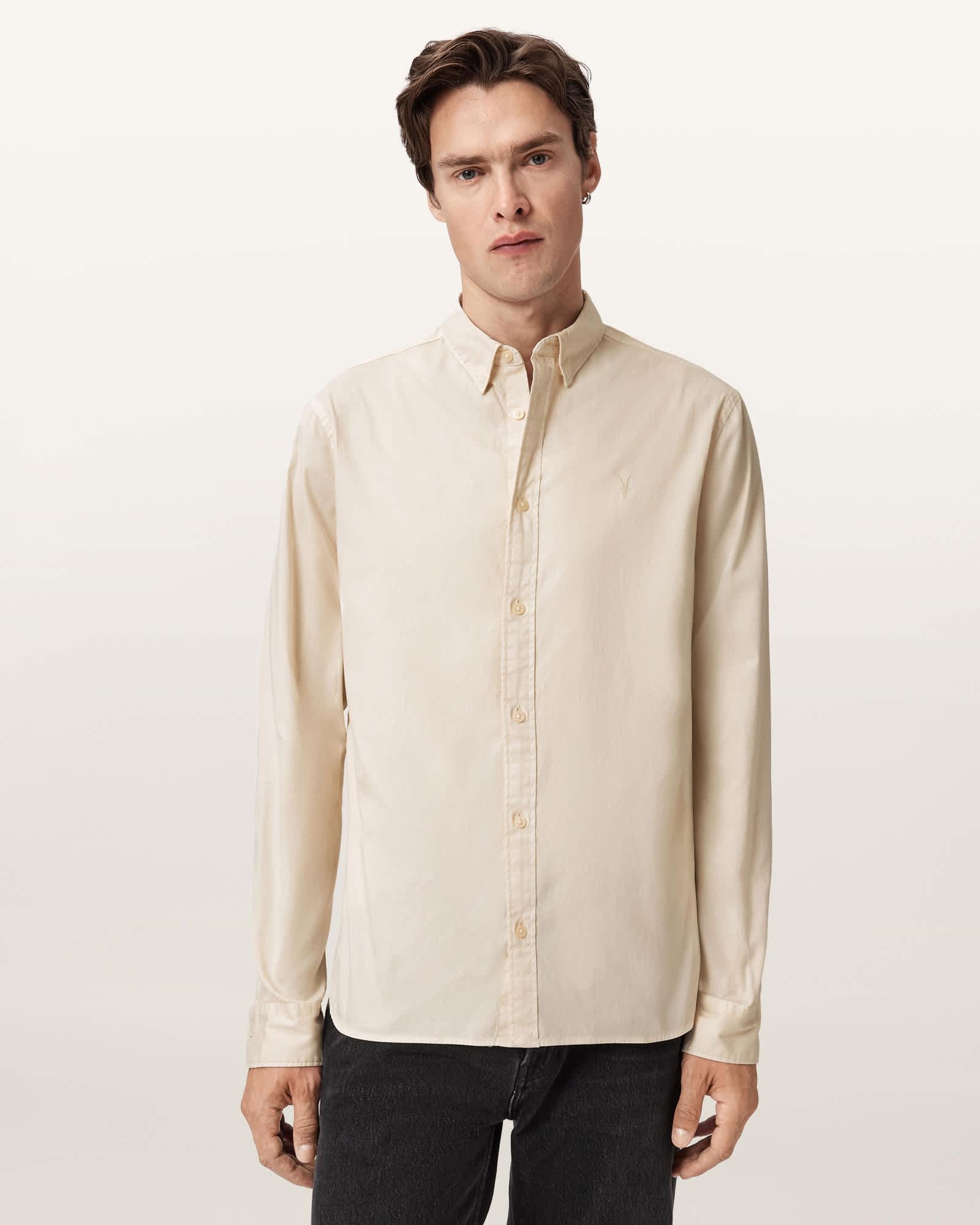 Hawthorne Ramskull Stretch Fit Shirt SOAP WHITE | ALLSAINTS US Product Image