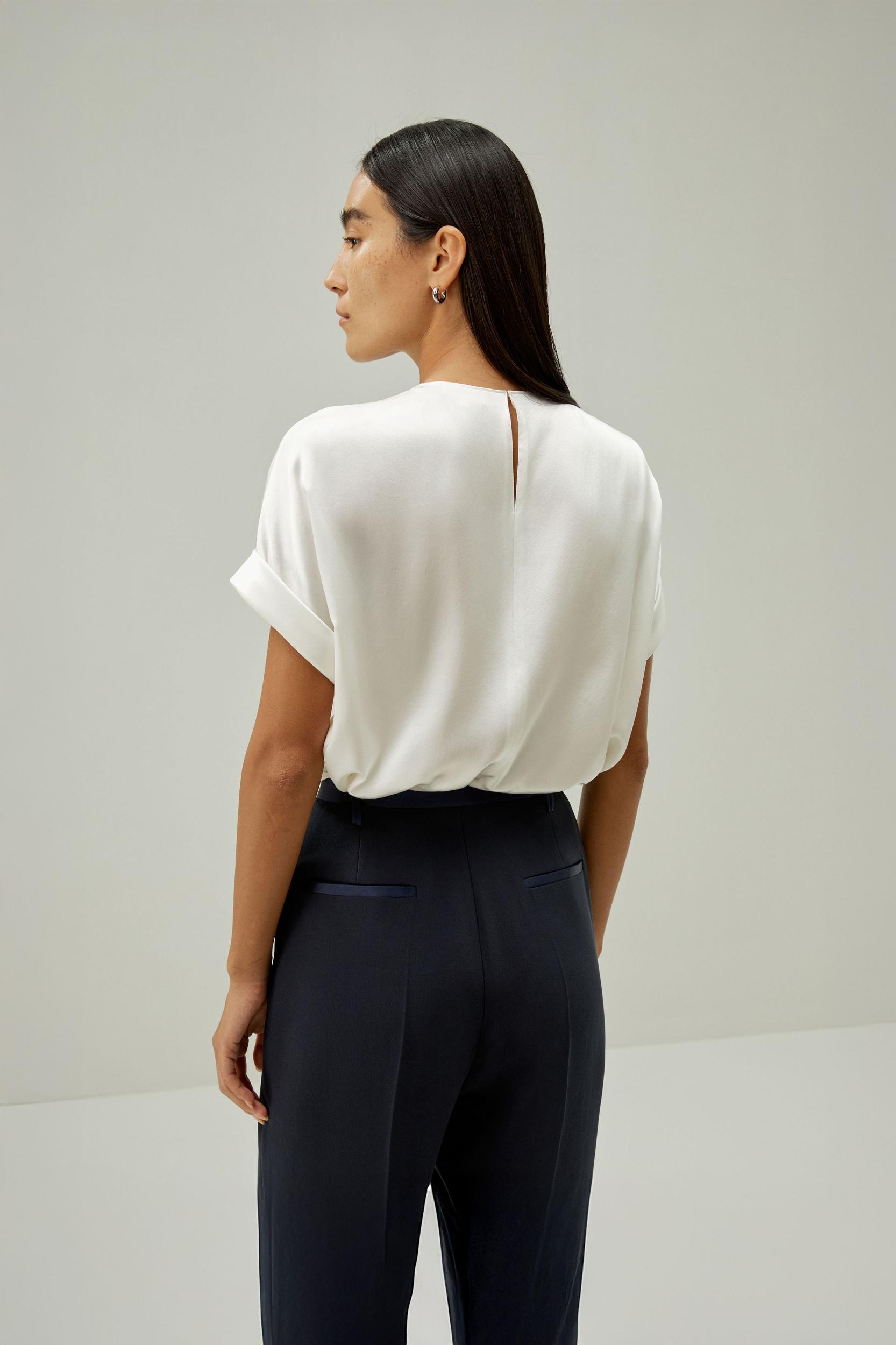 LILYSILK T Shirt Silk - Womens - Navy Blue 100 Silk - Organic Oversized Tops XS Product Image