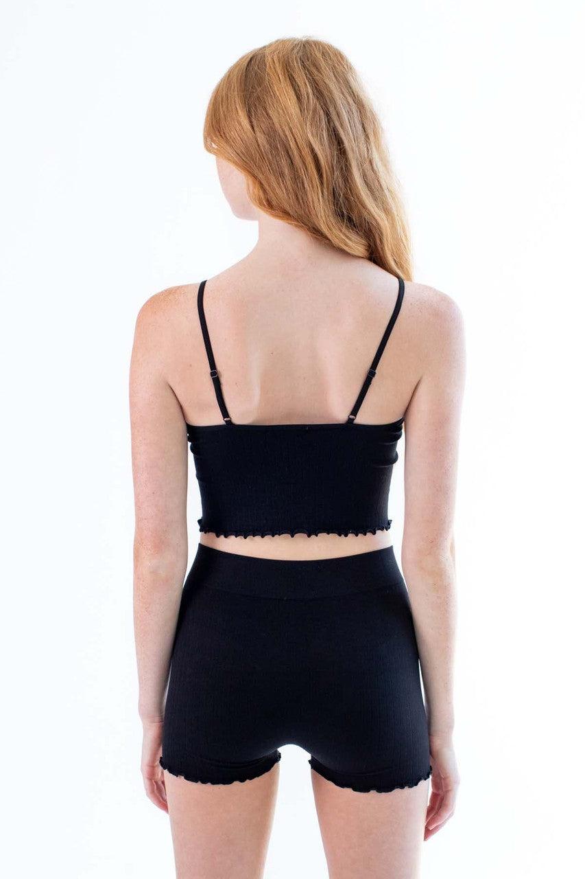 Black Matching Seamless Shorts and Cami Product Image