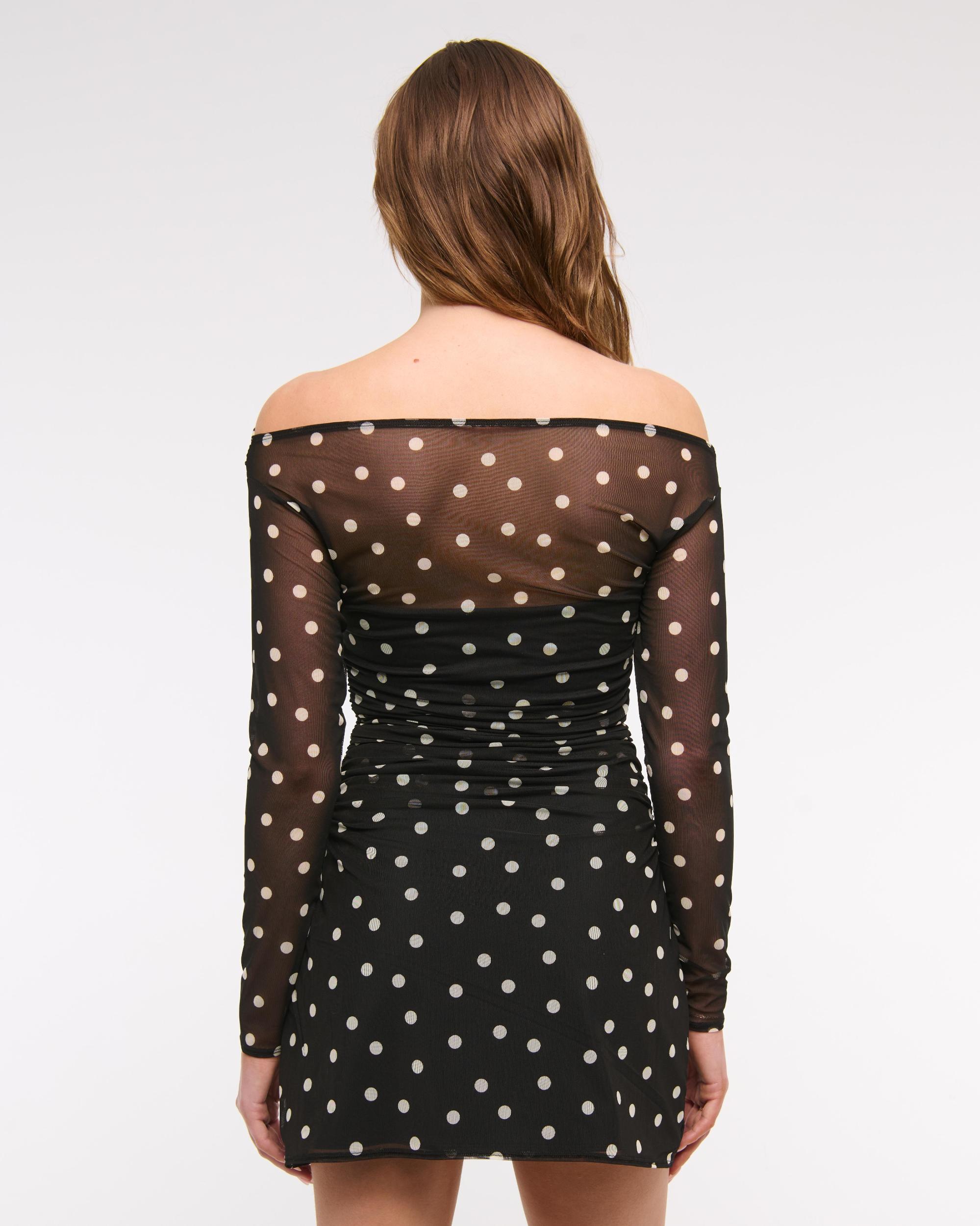 Off-The-Shoulder Mesh Mini Dress Product Image