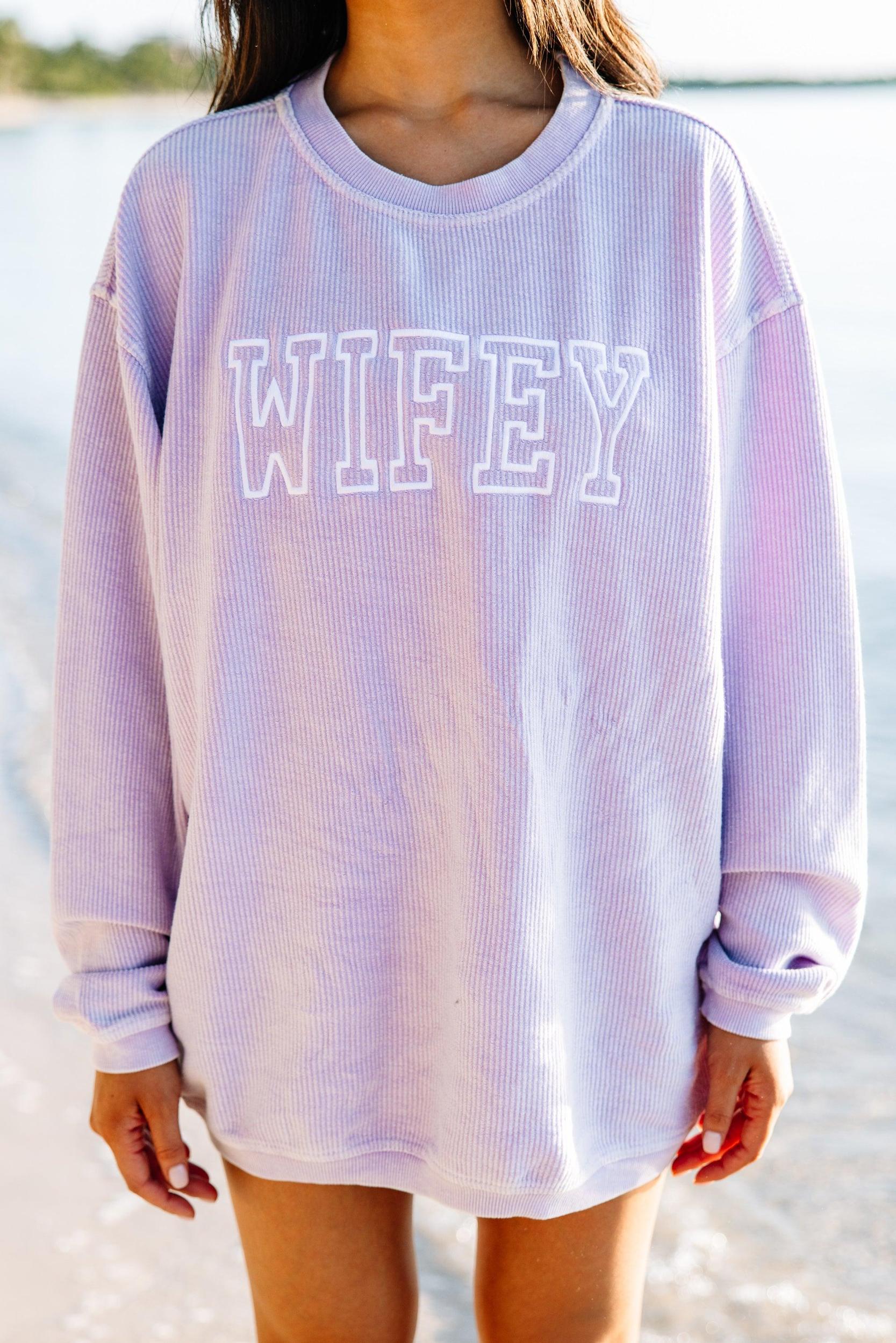 Wifey Lilac Purple Corded Embroidered Sweatshirt Female Product Image