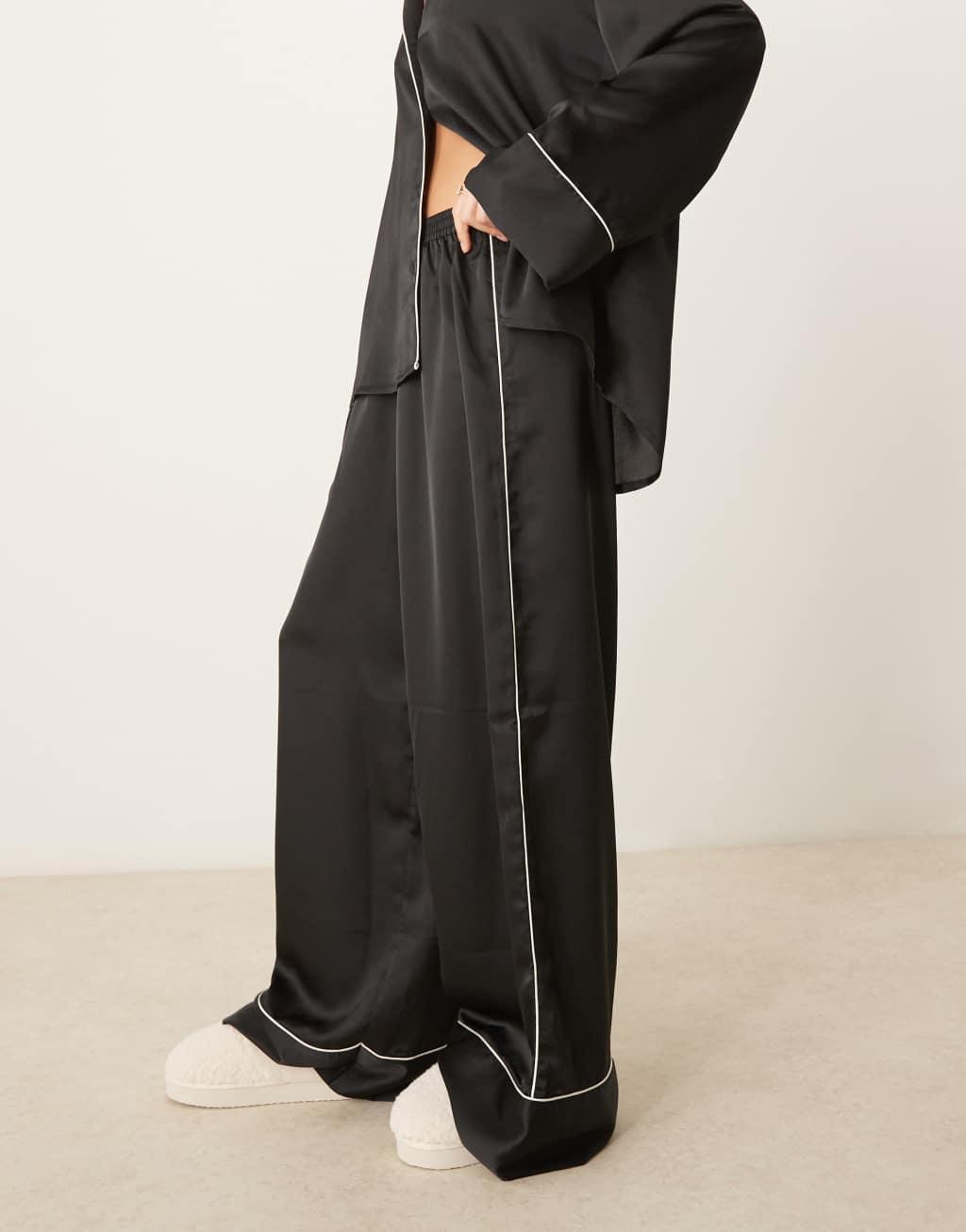 ASOS DESIGN oversized satin shirt & pants pajama set Product Image