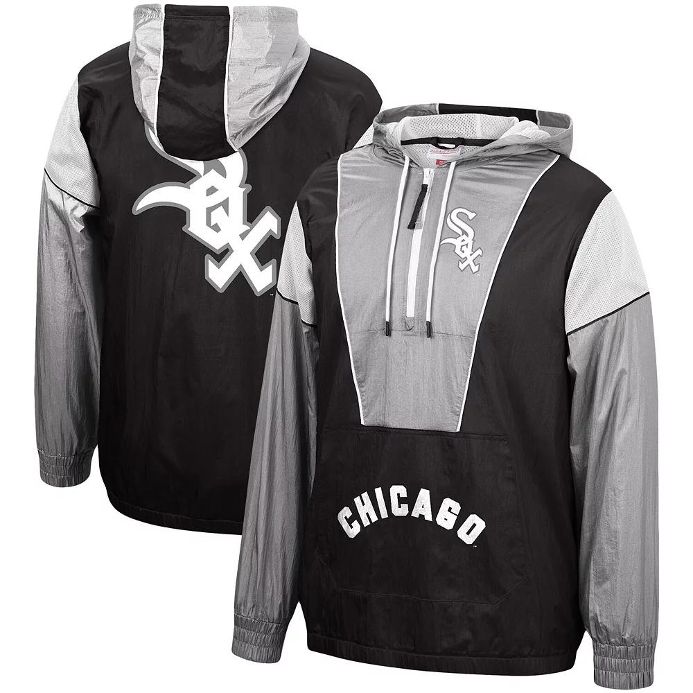 Men's Mitchell & Ness Black Chicago White Sox Highlight Reel Windbreaker Half-Zip Hoodie Jacket, Size: Medium Product Image