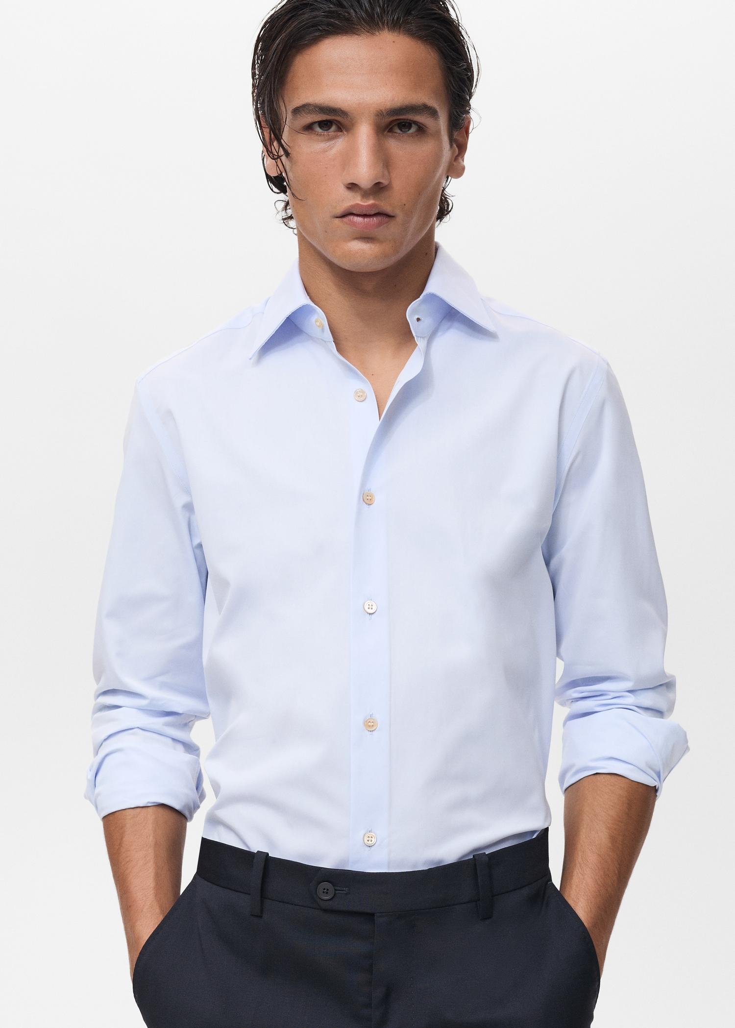 100% cotton slim fit shirt - Men | MANGO USA Product Image