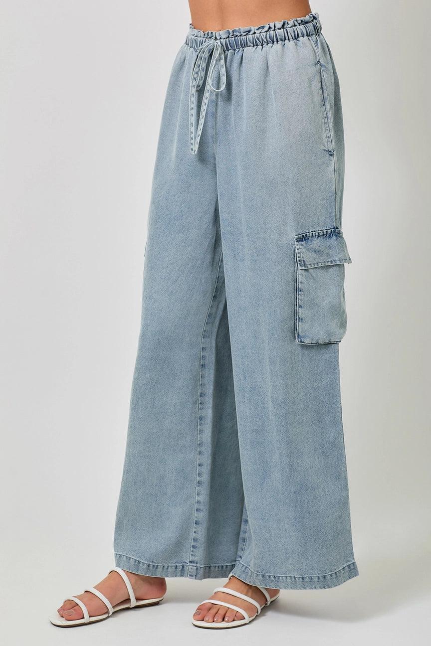 Tencel Wide Leg Cargo Pants Product Image