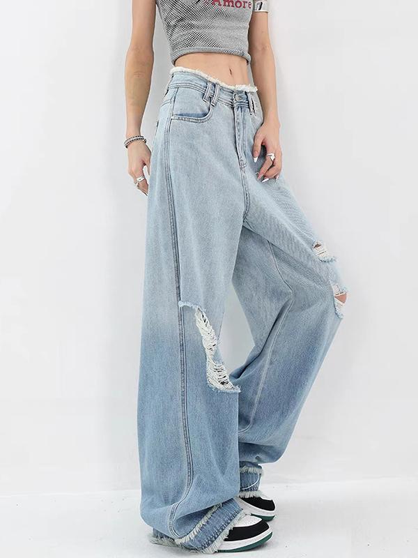 Gradient Washed Ripped Boyfriend Jeans Product Image