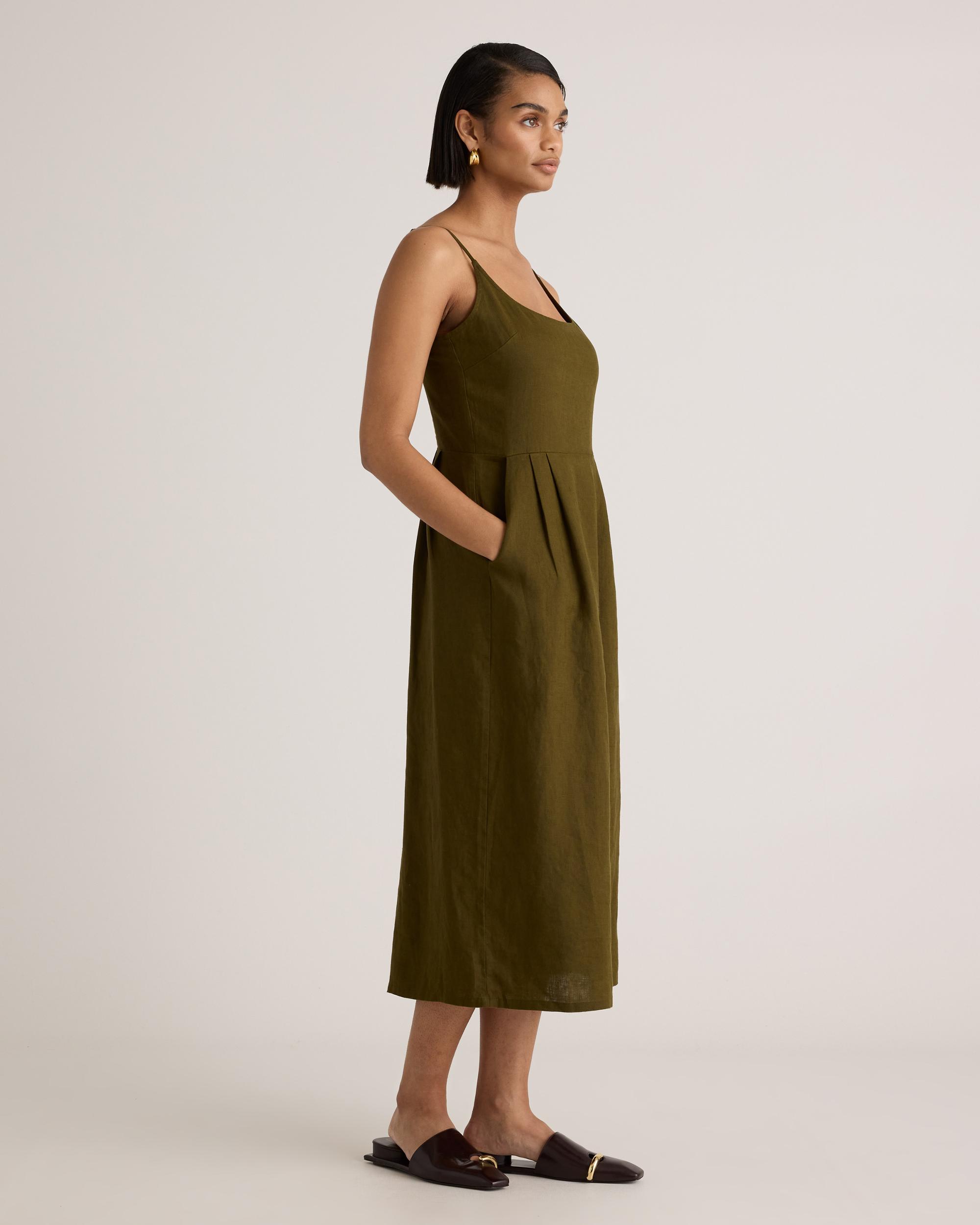 Quince | Women's 100% European Linen Scoop Neck Midi Dress Product Image