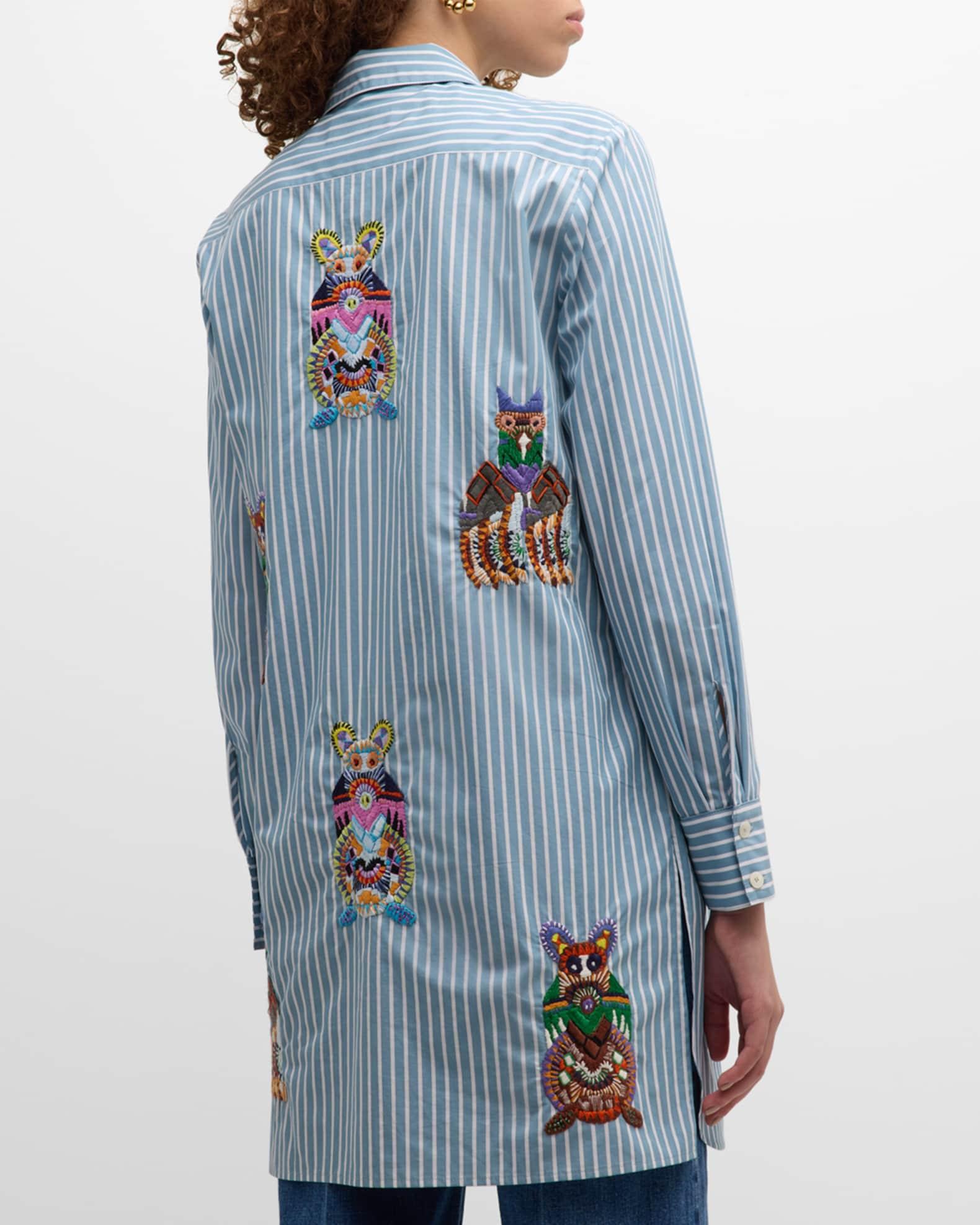 Striped Tunic with Abstract Embroidery Product Image