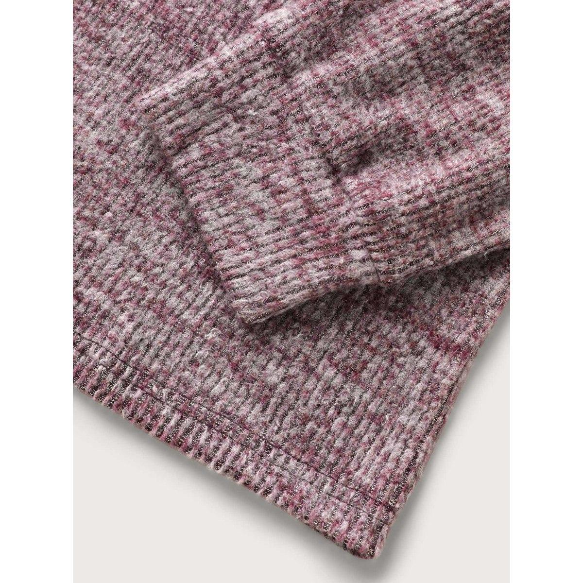 Plus Size Solid Heather Round Neck Stitch Sweatshirt Women Deepred Leisure Topstitching Round Neck Casual Sweatshirts BloomChic 28/5X Product Image