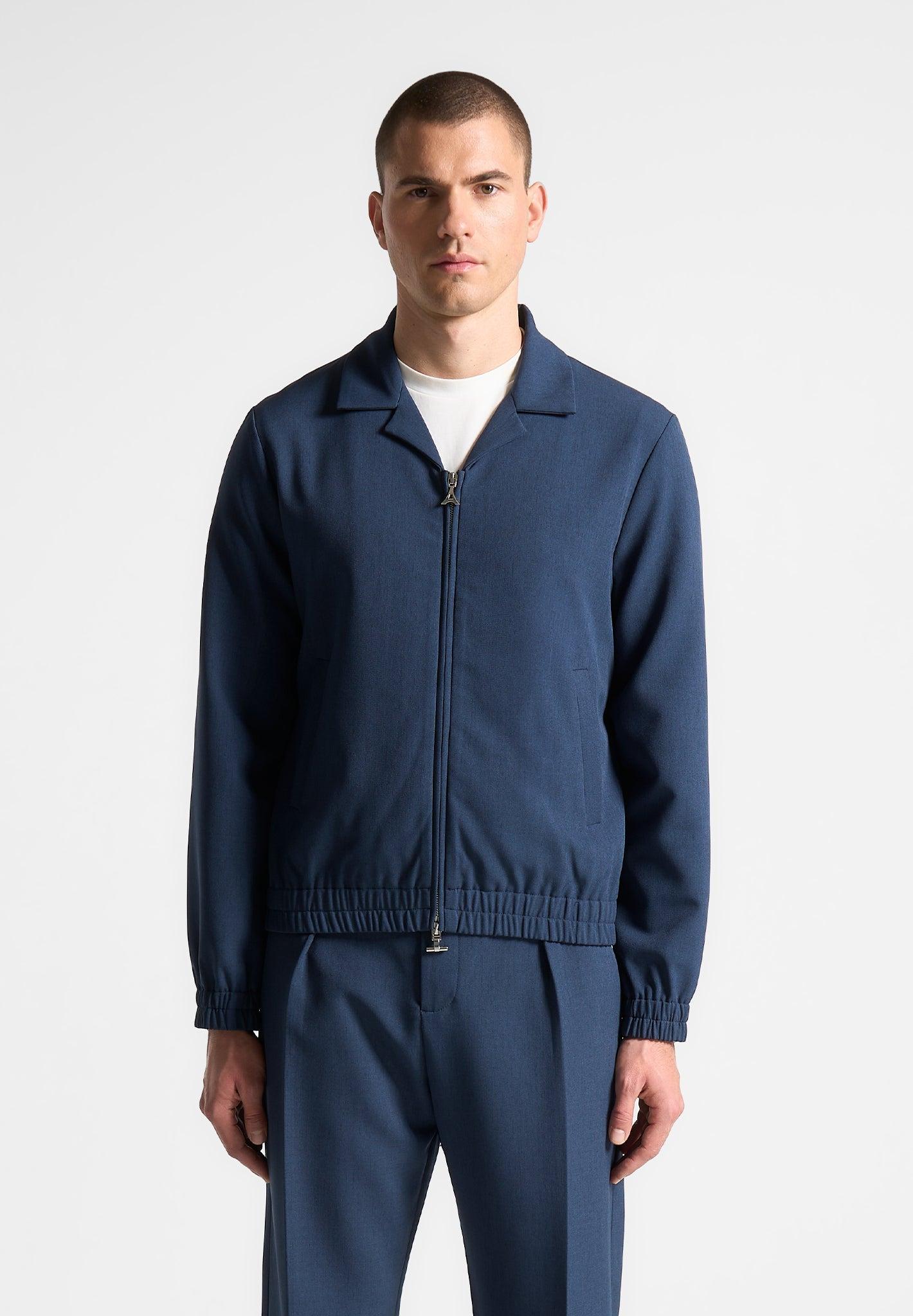 Revere Collar Jacket - Blue Male Product Image