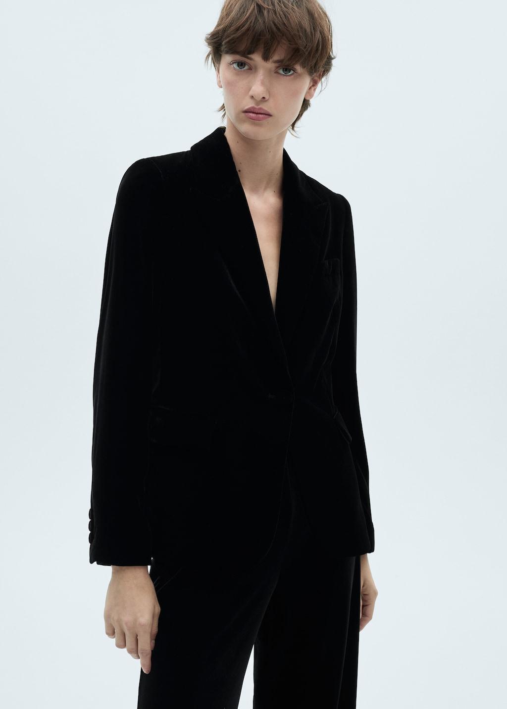 Structured velvet jacket - Women | MANGO USA Product Image